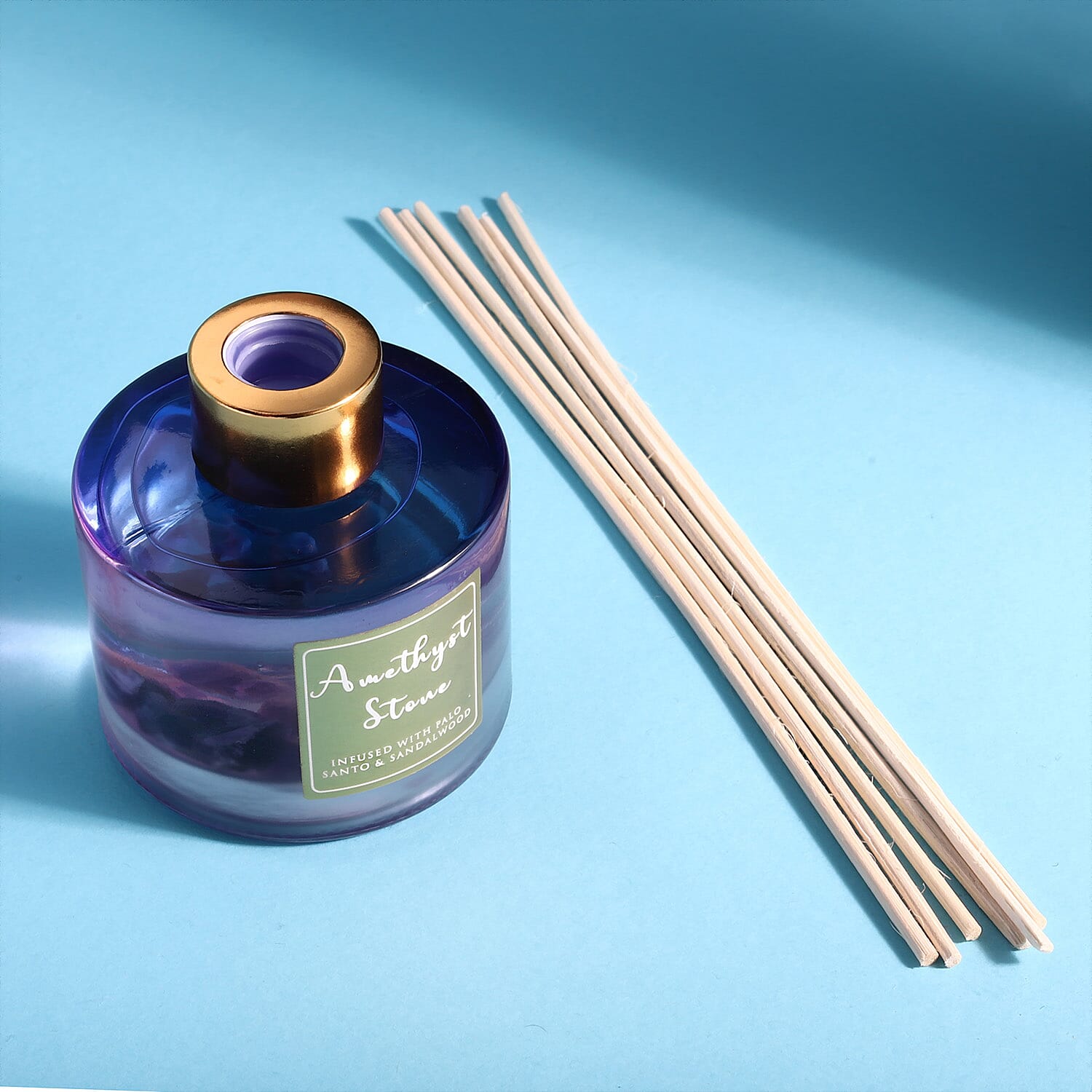 Healing Stone Reed Diffuser in Round Jar with Reed Sticks (105ml) - Purple