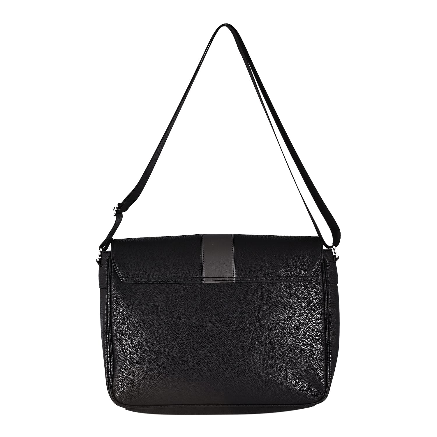 Mens Messenger Bag with Graphite Band and Magnetic Clasp Lock (Size 31x25x10 Cm) -  Black