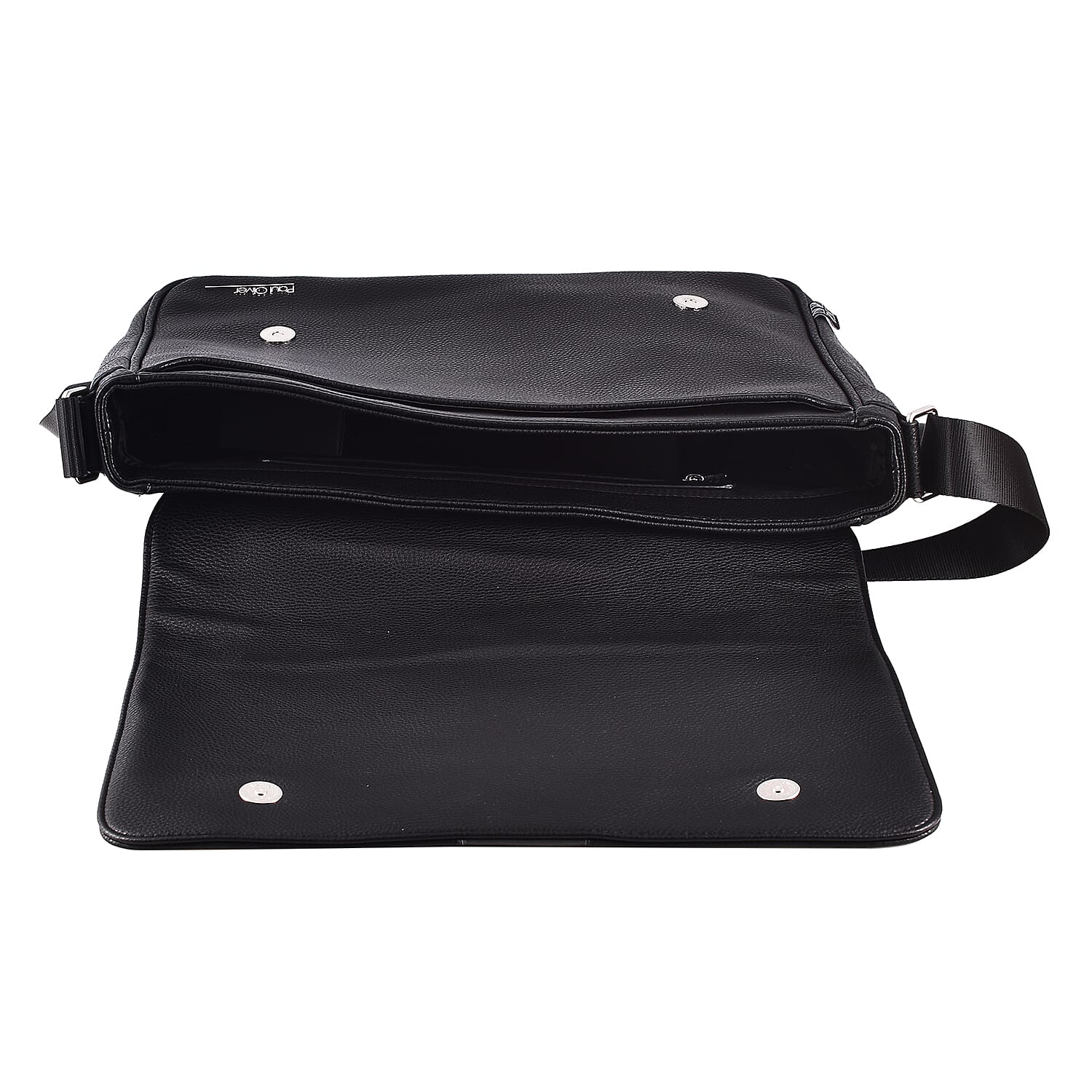 Mens Messenger Bag with Graphite Band and Magnetic Clasp Lock (Size 31x25x10 Cm) -  Black