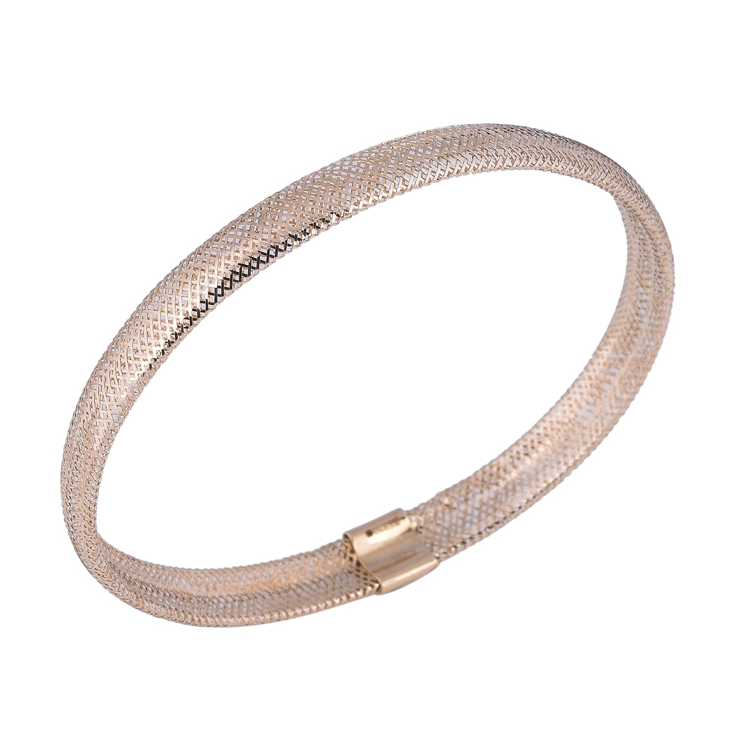 Italian Made-  18K Yellow Gold Stretchable Bangle (Size 6 to 10)