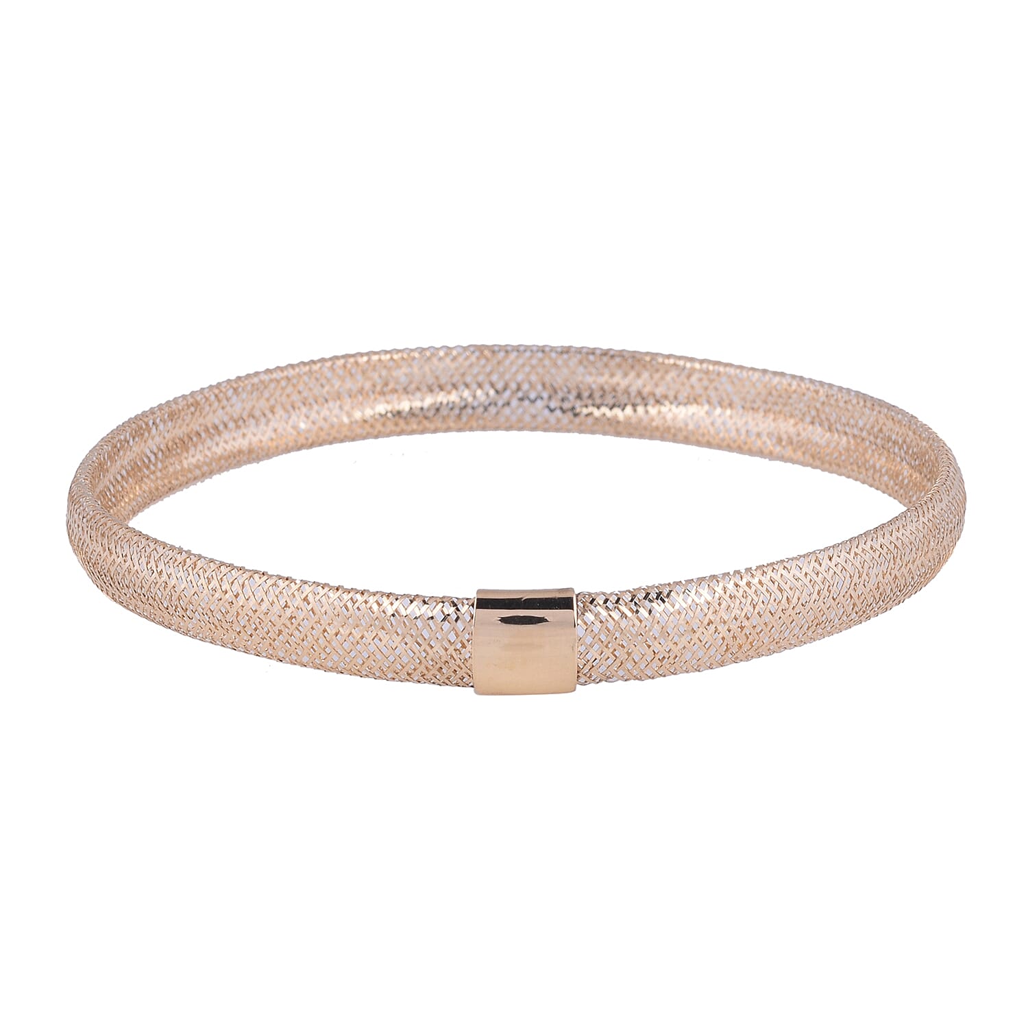 Italian Made-  18K Yellow Gold Stretchable Bangle (Size 6 to 10)