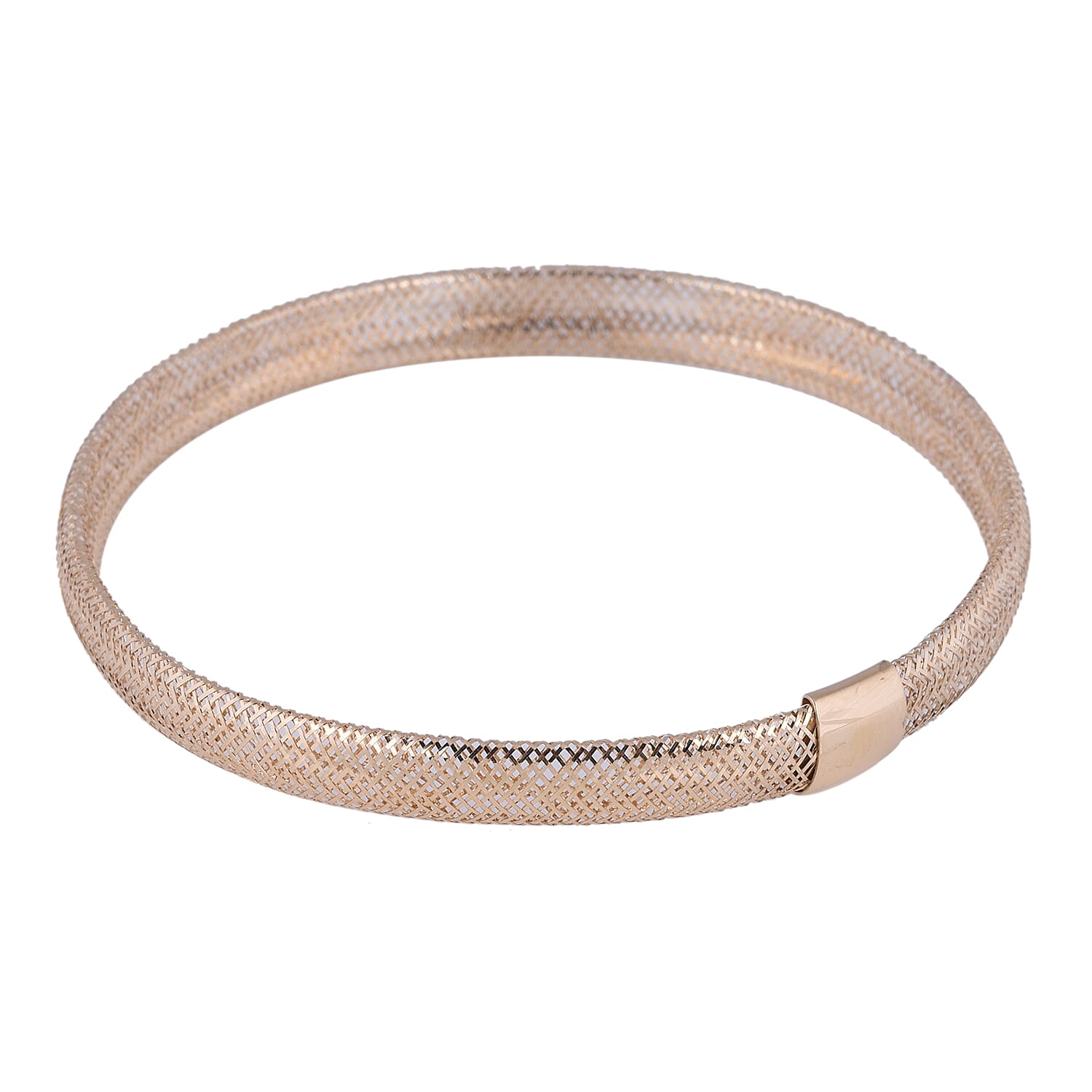 Italian Made-  18K Yellow Gold Stretchable Bangle (Size 6 to 10)