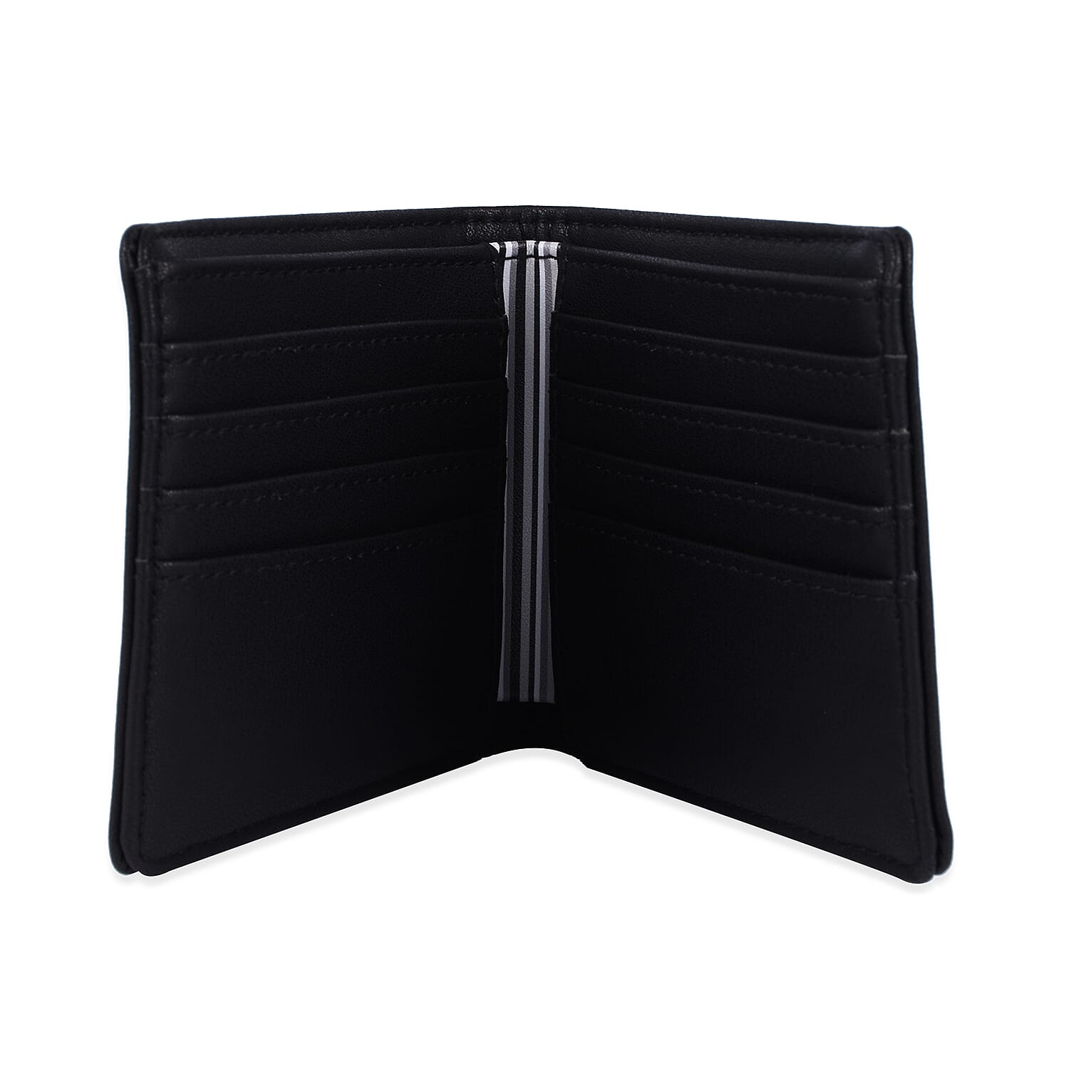 Mens Faux Leather Wallet with Striped Band (Size 21x9 Cm) - Black