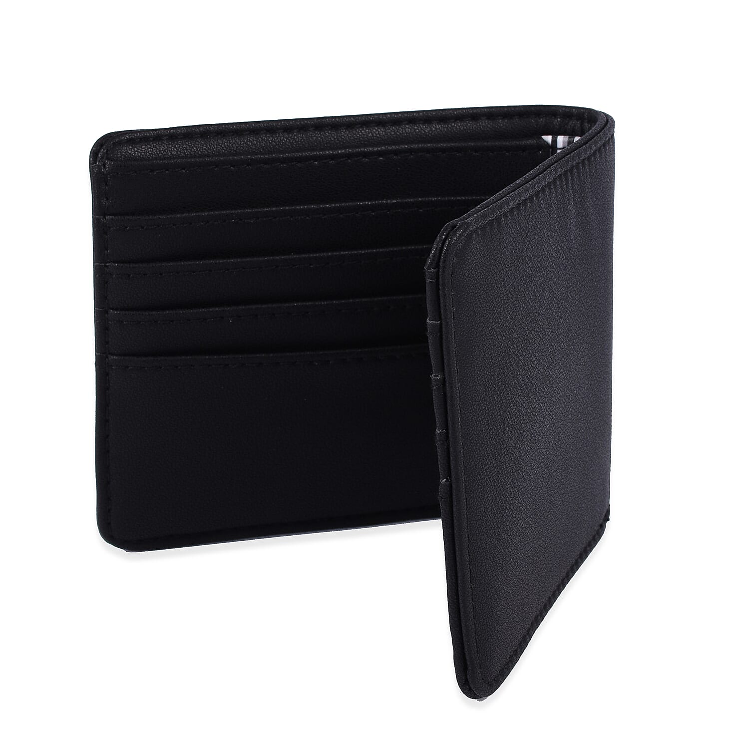 Mens Faux Leather Wallet with Striped Band (Size 21x9 Cm) - Black