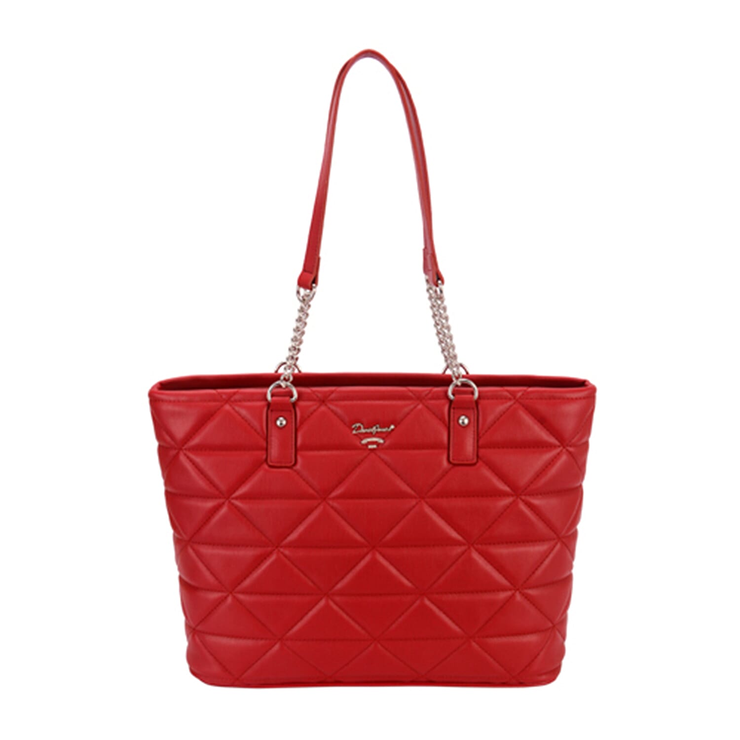 DAVID JONES Quilted Pattern Tote Bag with Handle Drop (Size 35x25x13Cm) - Red