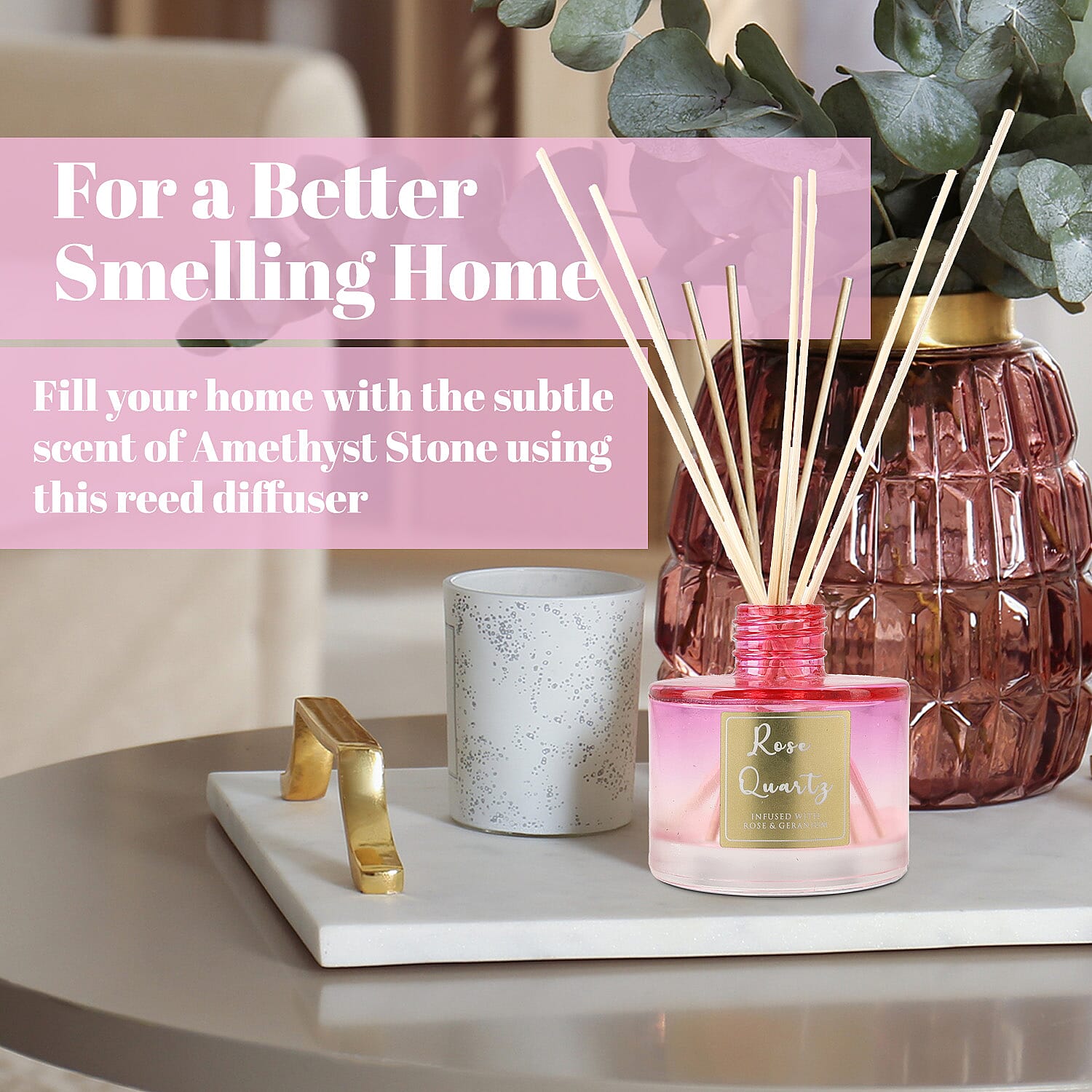 Reed Diffuser in Round Jar with Reed Sticks (105ml)  - Pink