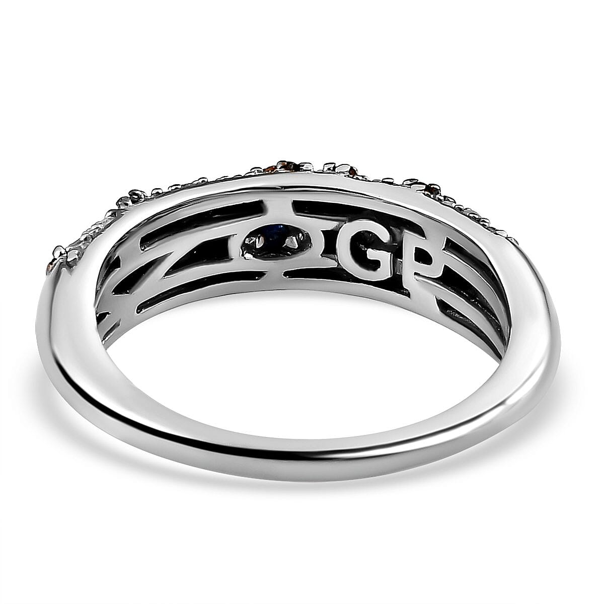 GP Art Deco Collection - Multi Diamond Band Ring in Platinum Overlay Sterling Silver 0.57 Ct.