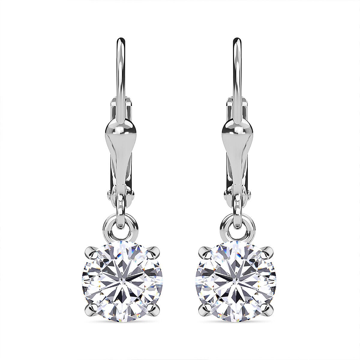 Finest CZ Drop Earrings (With Lever Back) Sterling Silver 4.540 Ct.