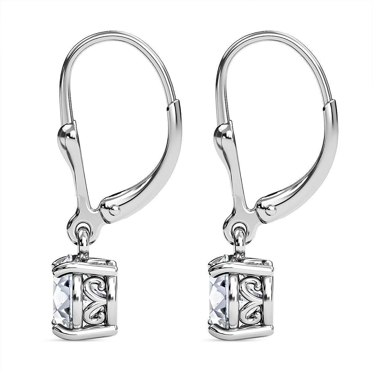 Finest CZ Drop Earrings (With Lever Back) Sterling Silver 4.540 Ct.