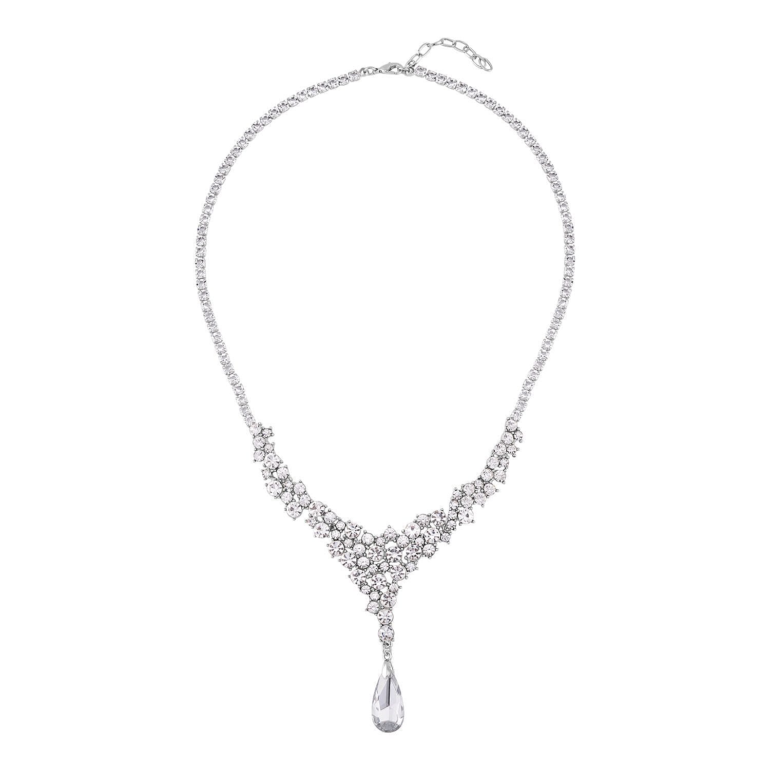 Simulated Diamond & White Austrian Crystal Necklace (Size - 20)