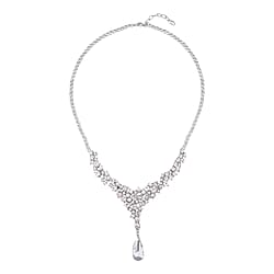 Simulated Dimond and White Austrian Crystal Necklace (Size - 20)