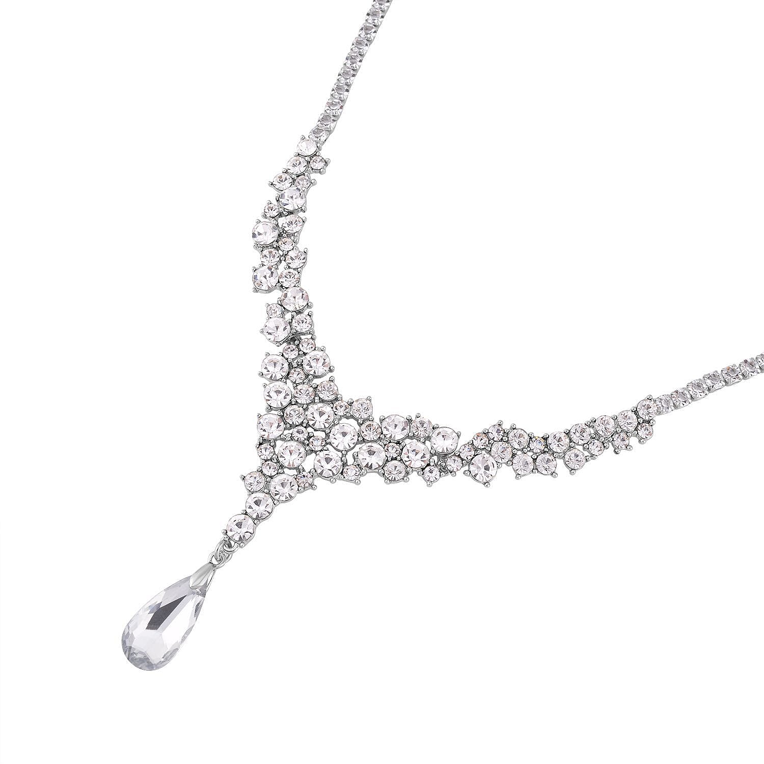 Simulated Diamond & White Austrian Crystal Necklace (Size - 20)