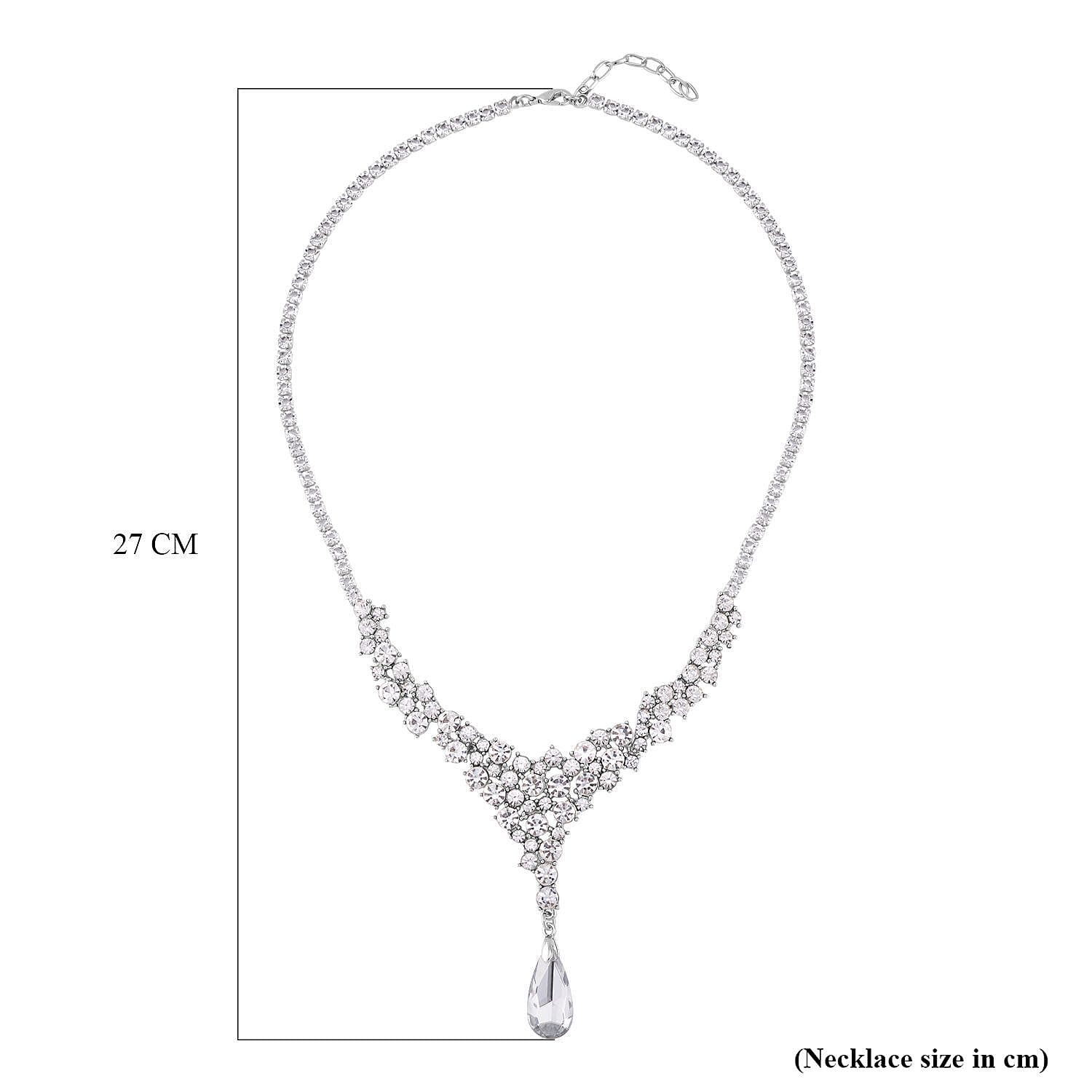 Simulated Diamond & White Austrian Crystal Necklace (Size - 20)