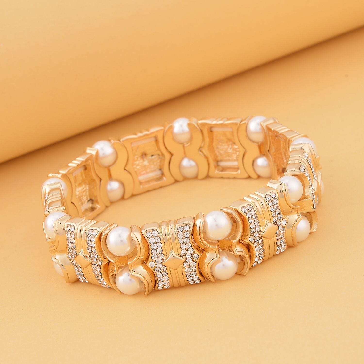 One Time Close Out Deal- Designer Simulated Diamond & White Austrian Crystal Stretchable Bangle