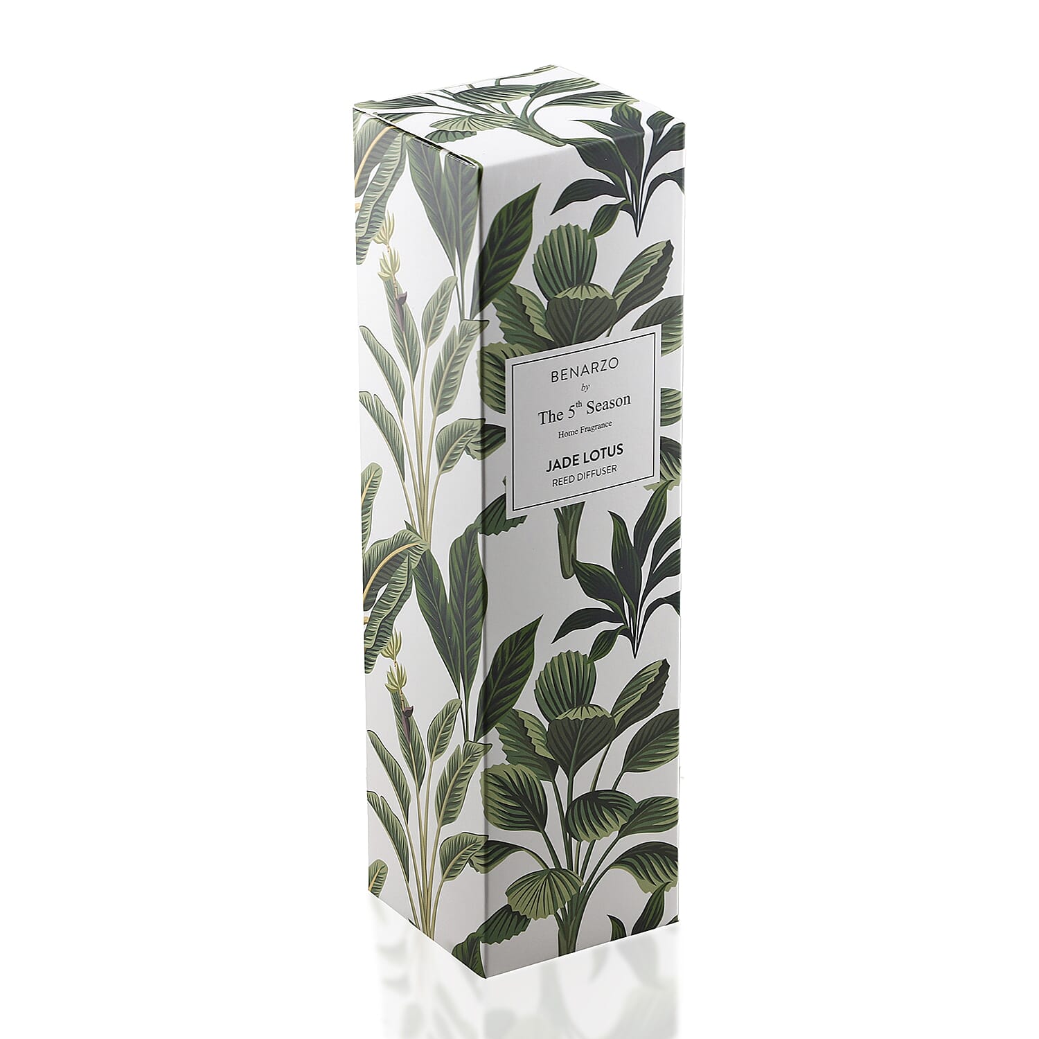 Reed Diffuser in Enamled Glass Bottle with Gold Cap (Size 24x6x6 cm) - 150ml - Green & White