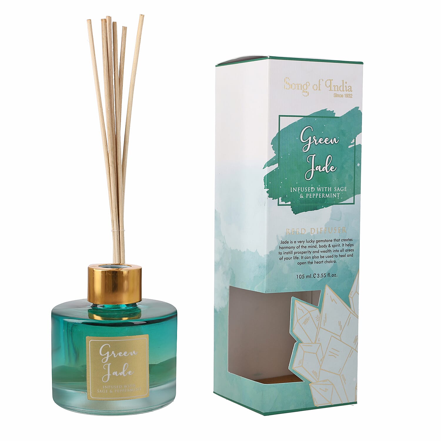 Reed Diffuser in Round Jar with Reed Sticks - Green