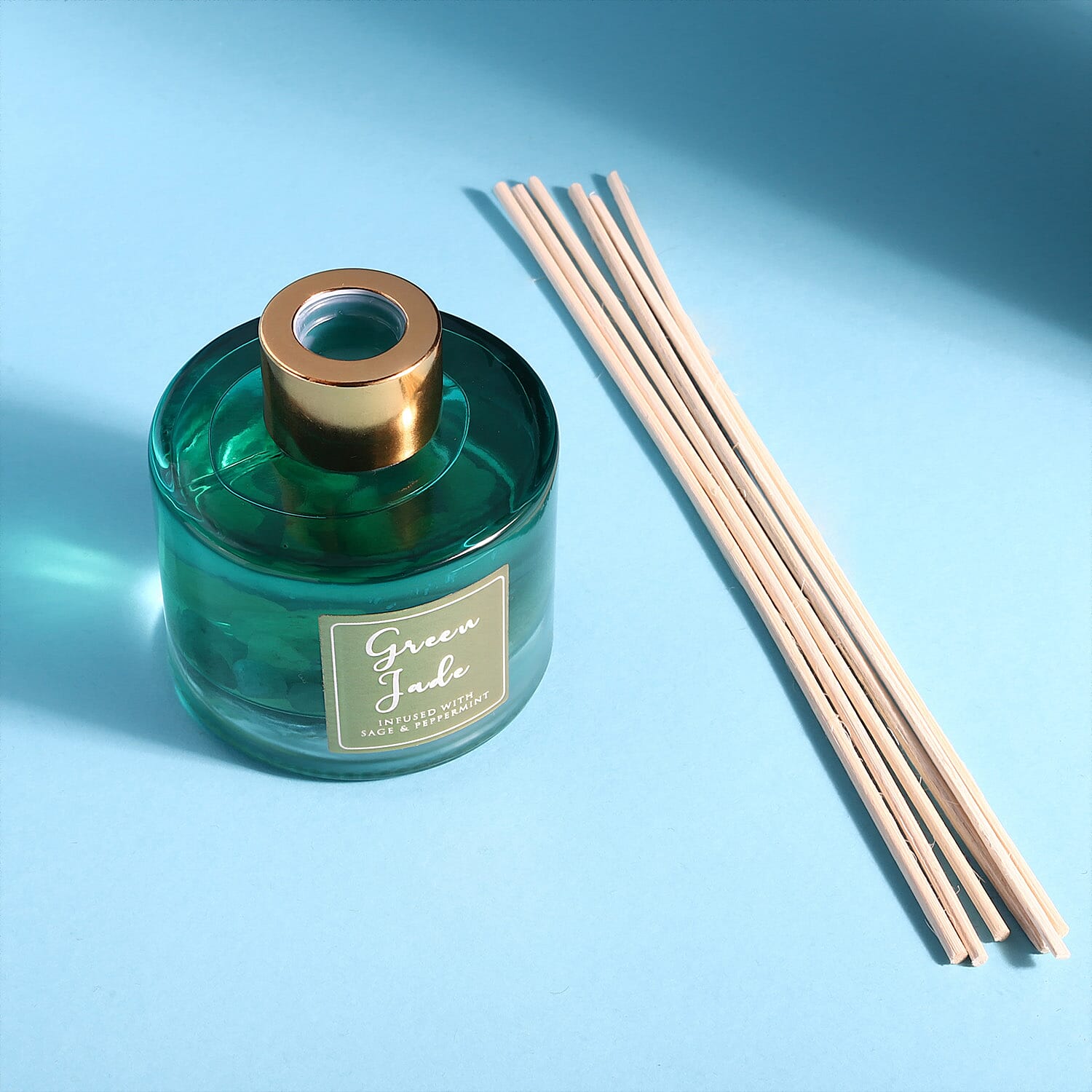 Reed Diffuser in Round Jar with Reed Sticks - Green