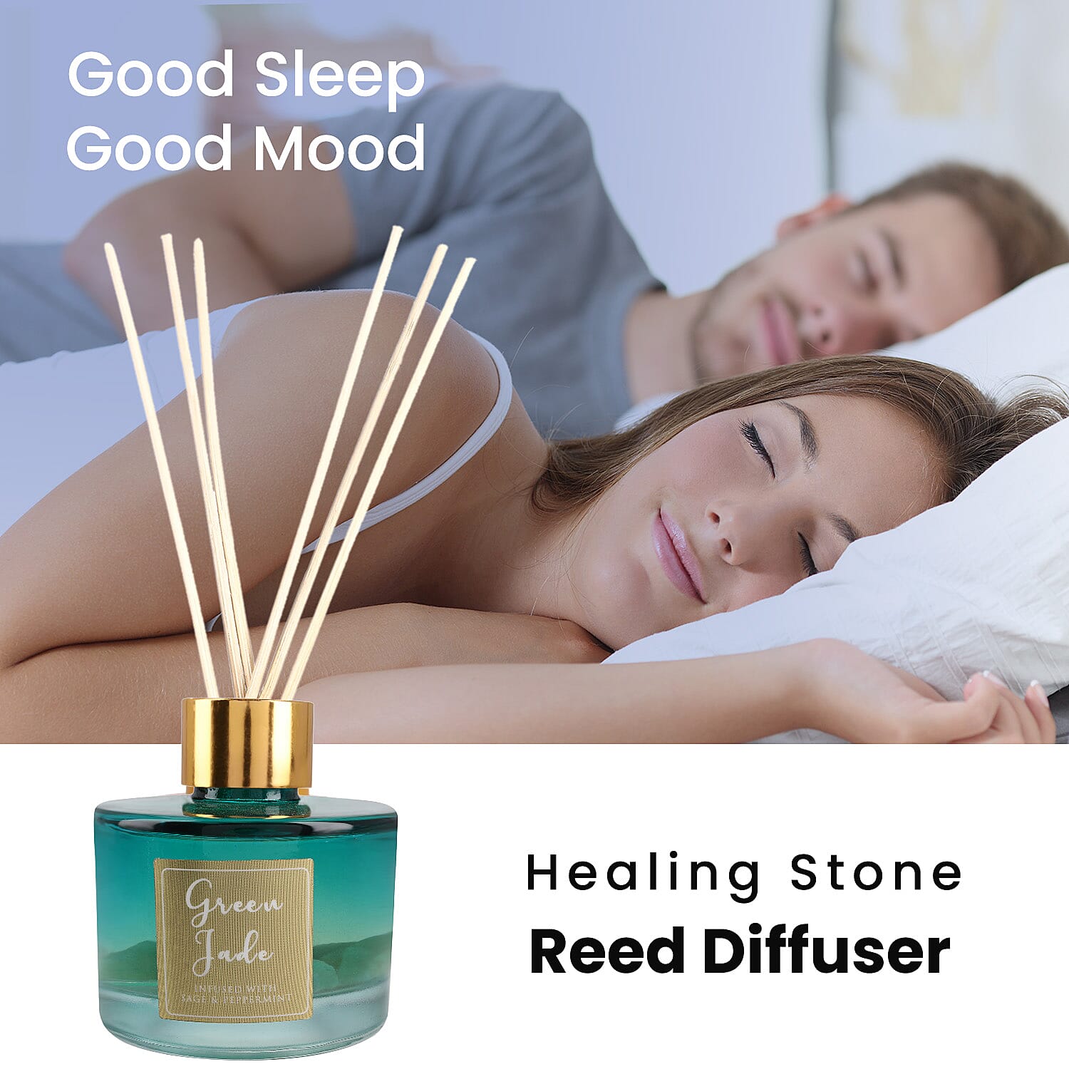 Reed Diffuser in Round Jar with Reed Sticks - Green