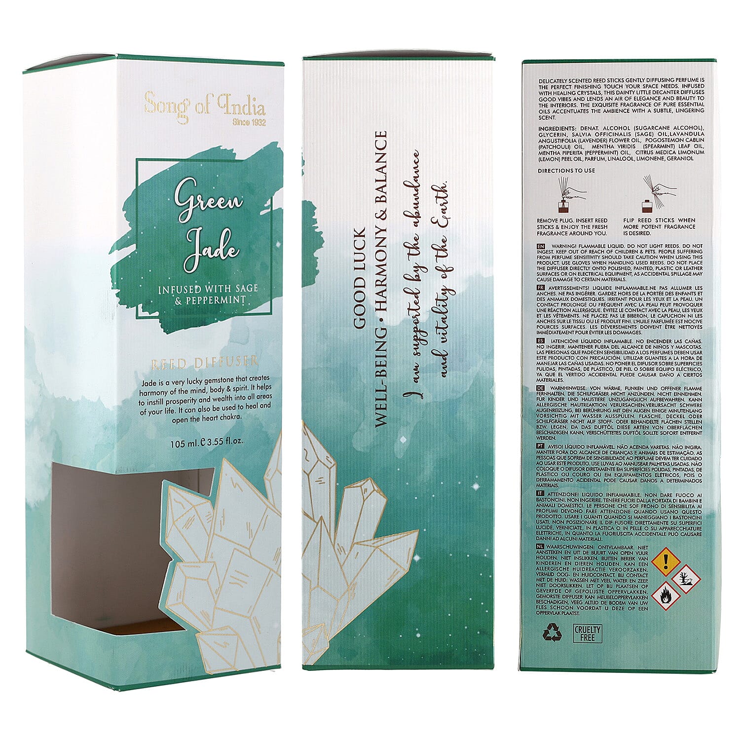 Reed Diffuser in Round Jar with Reed Sticks - Green