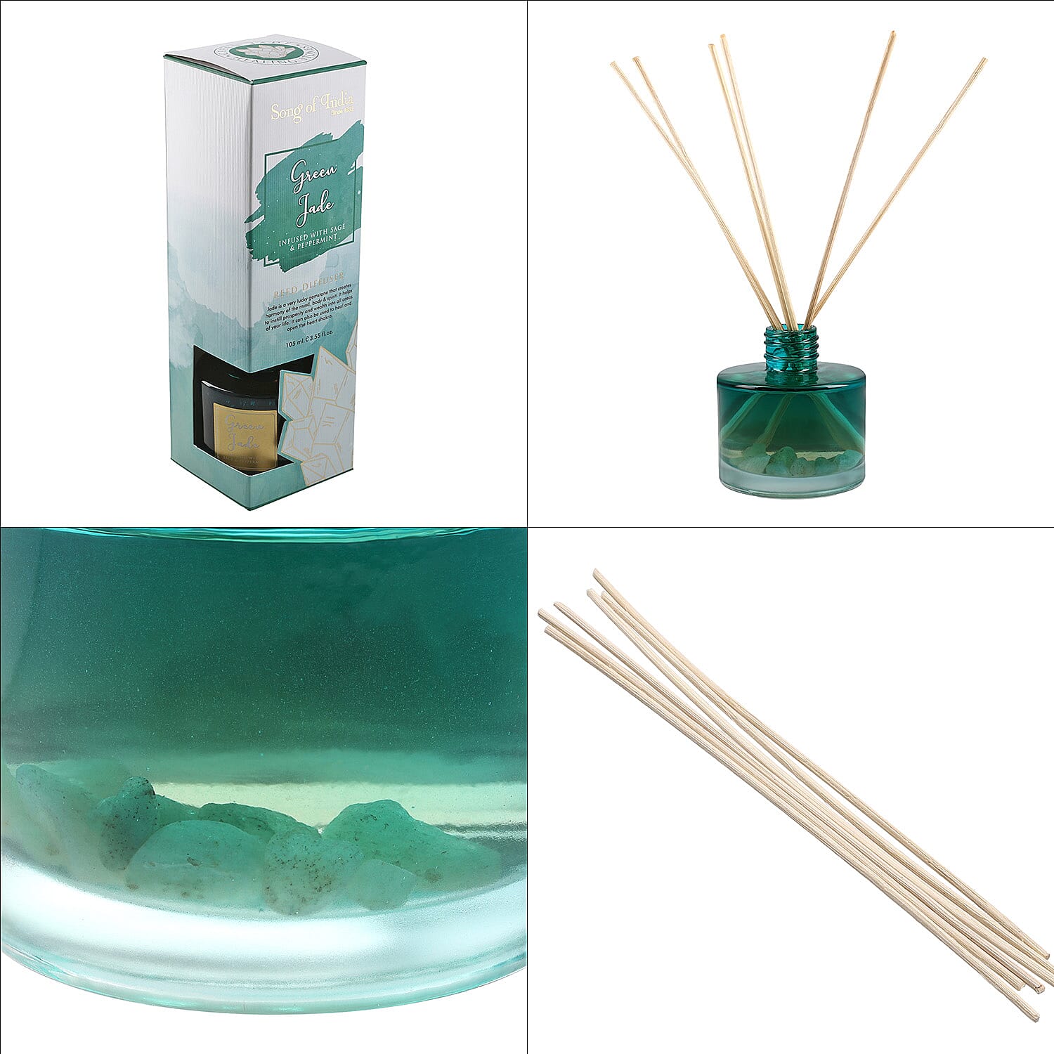 Reed Diffuser in Round Jar with Reed Sticks - Green