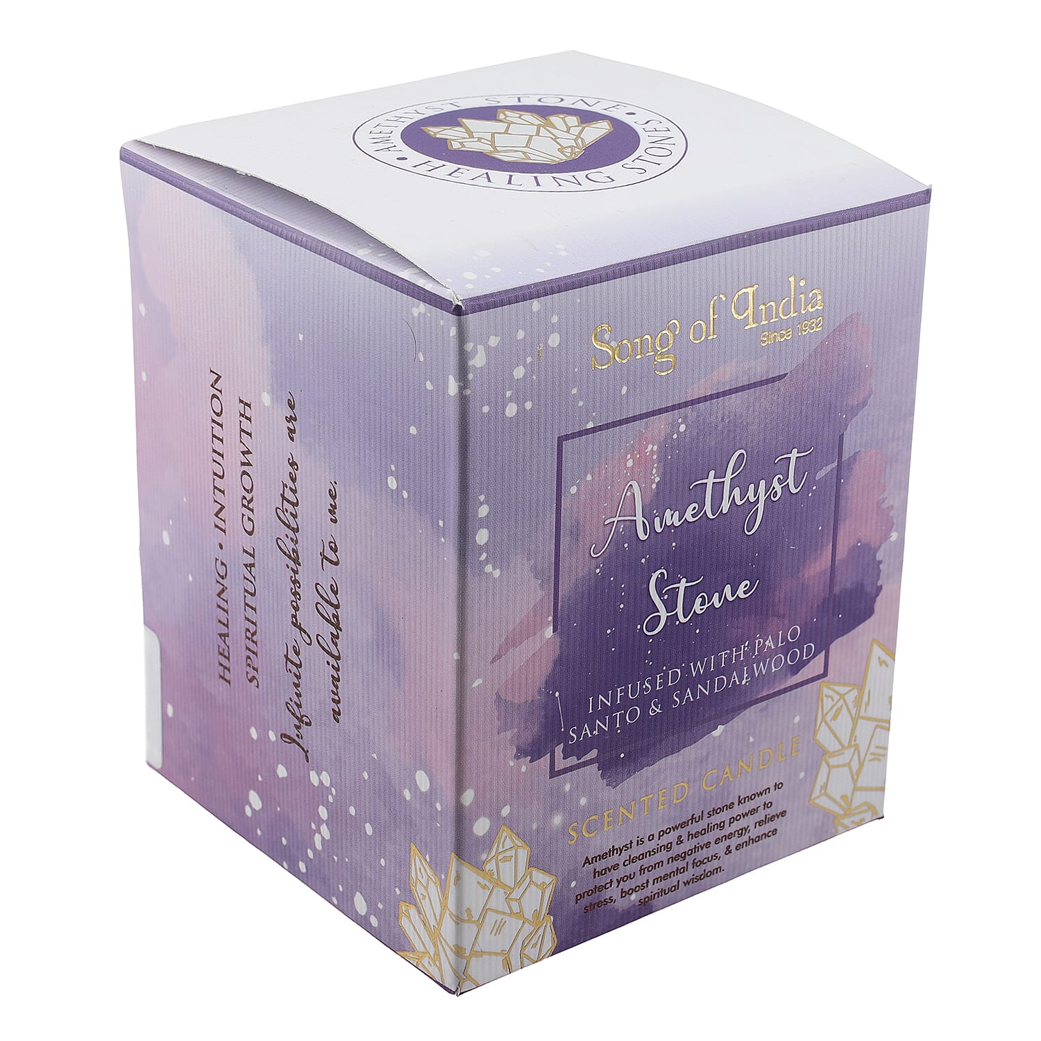 Healing Stone Scented Candle in Glass Jar (200gm) - Purple