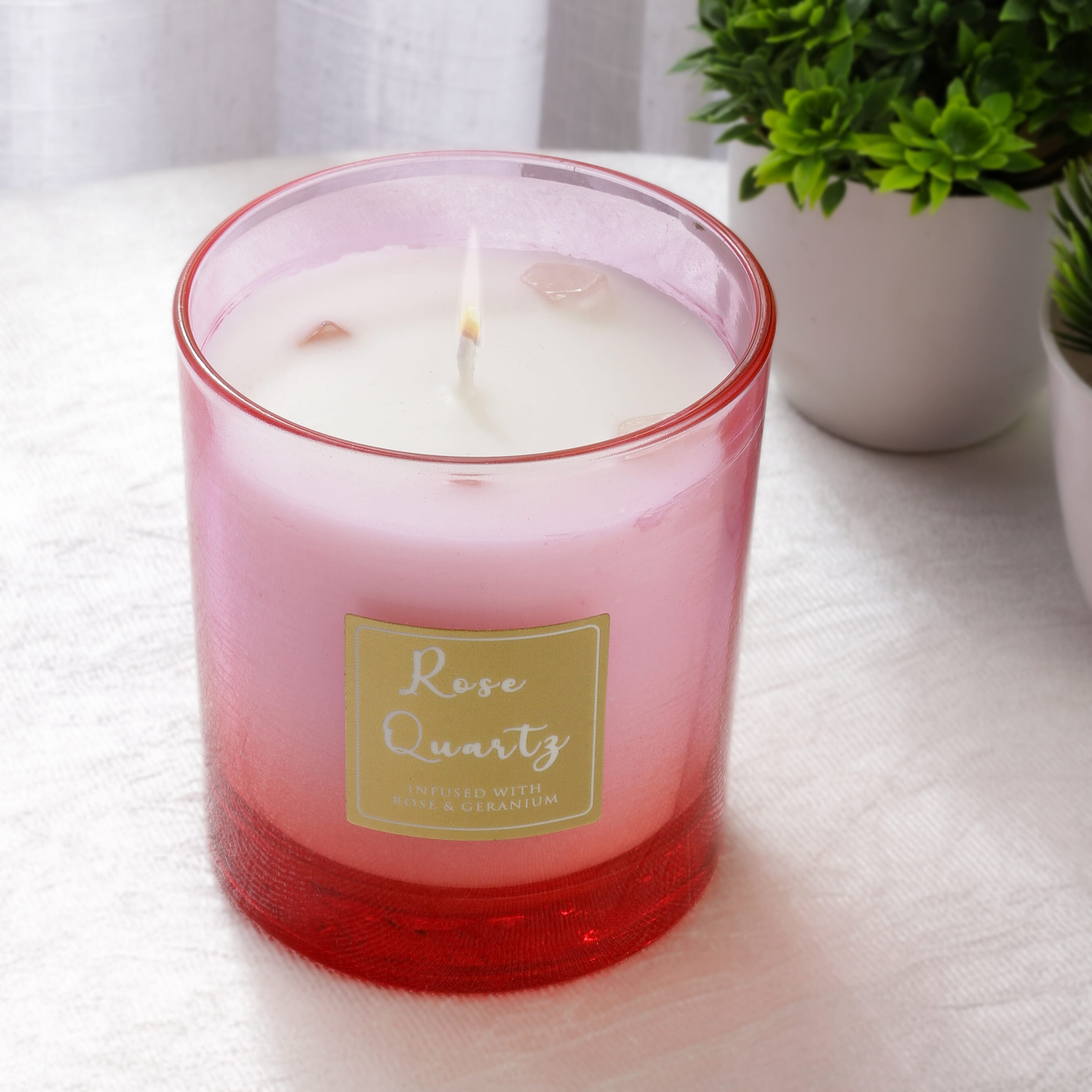 Healing Stone Scented Candle in Glass Jar (200gm) - Rose Quartz