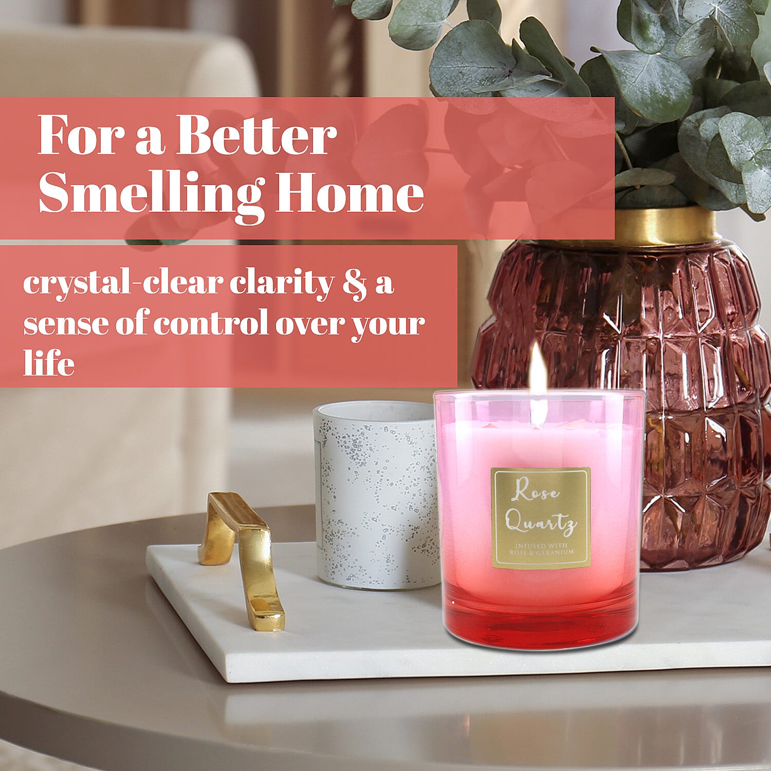 Healing Stone Scented Candle in Glass Jar (200gm) - Rose Quartz