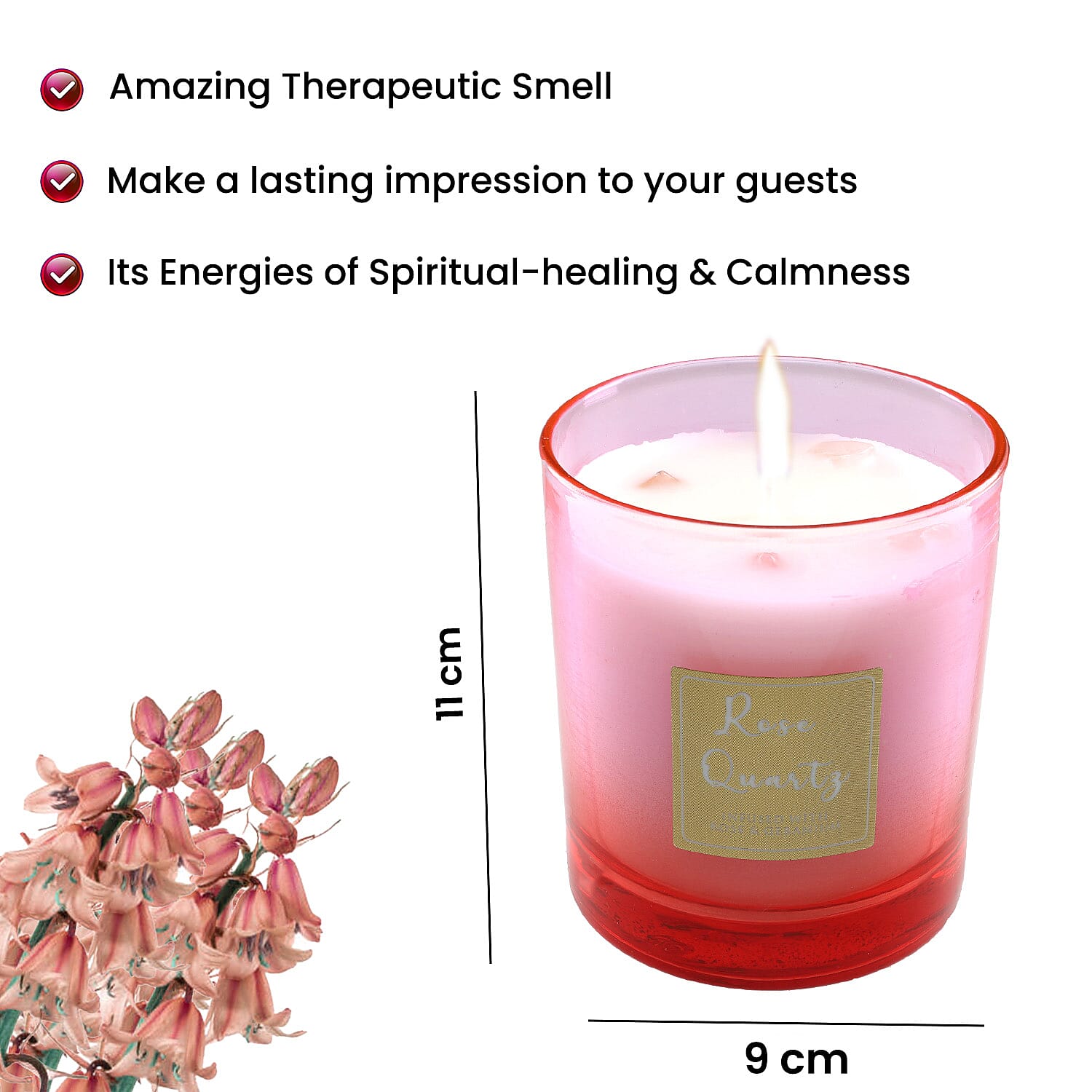 Healing Stone Scented Candle in Glass Jar (200gm) - Rose Quartz
