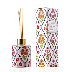 Reed Diffuser in Enamled Glass Bottle with Gold Cap (Size 24x6x6 cm) - 150ml - Green & White
