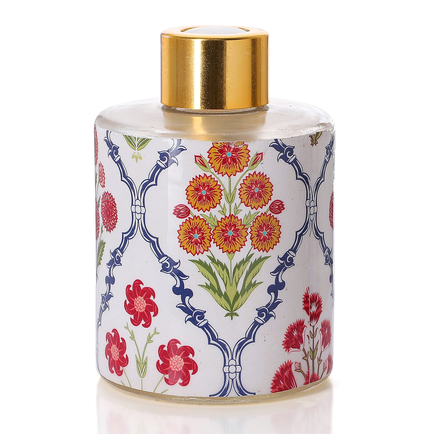 Reed Diffuser in Enamelled Glass Bottle with Gold Cap (Size 24x6x6 cm) - 150ml - Magnolia Lily