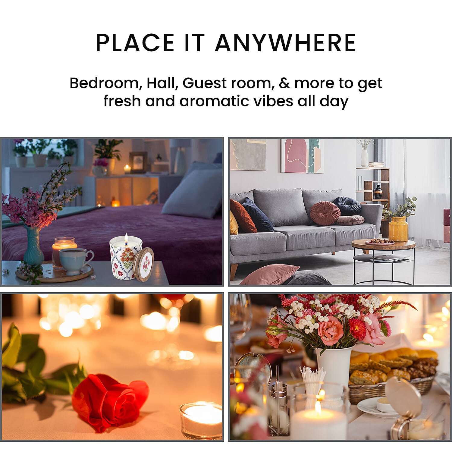 Enamelled Scented Glass Candle with Wooden Cap (200 Gms) - Magnolia Lily