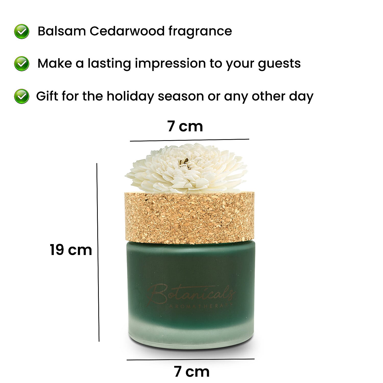 Botanical Aroma Therapy Room Diffuser with Sola Flower in Roasted Jar (120 ml) - Green