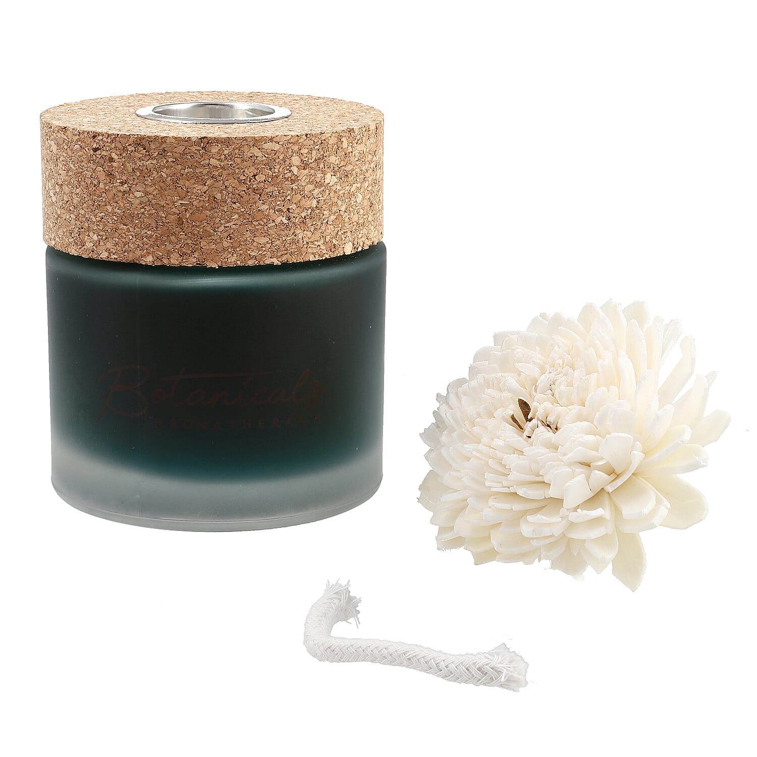 Botanical Aroma Therapy Room Diffuser with Sola Flower in Roasted Jar (120 ml) - Green