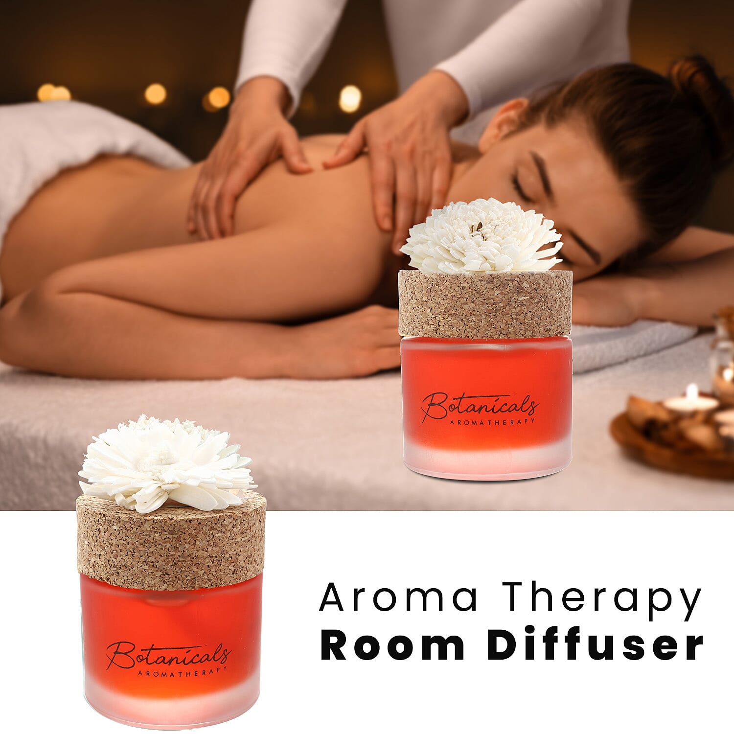 Botanical Aroma Therapy Room Diffuser with Sola Flower in Roasted Jar (120 ml) - Orange