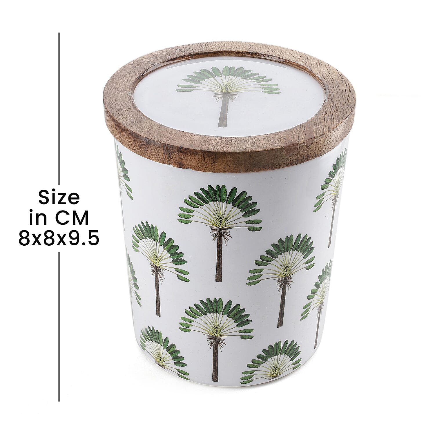 Enamelled Scented Glass Candle with Wooden Cap (200 Gms) - Island Dream