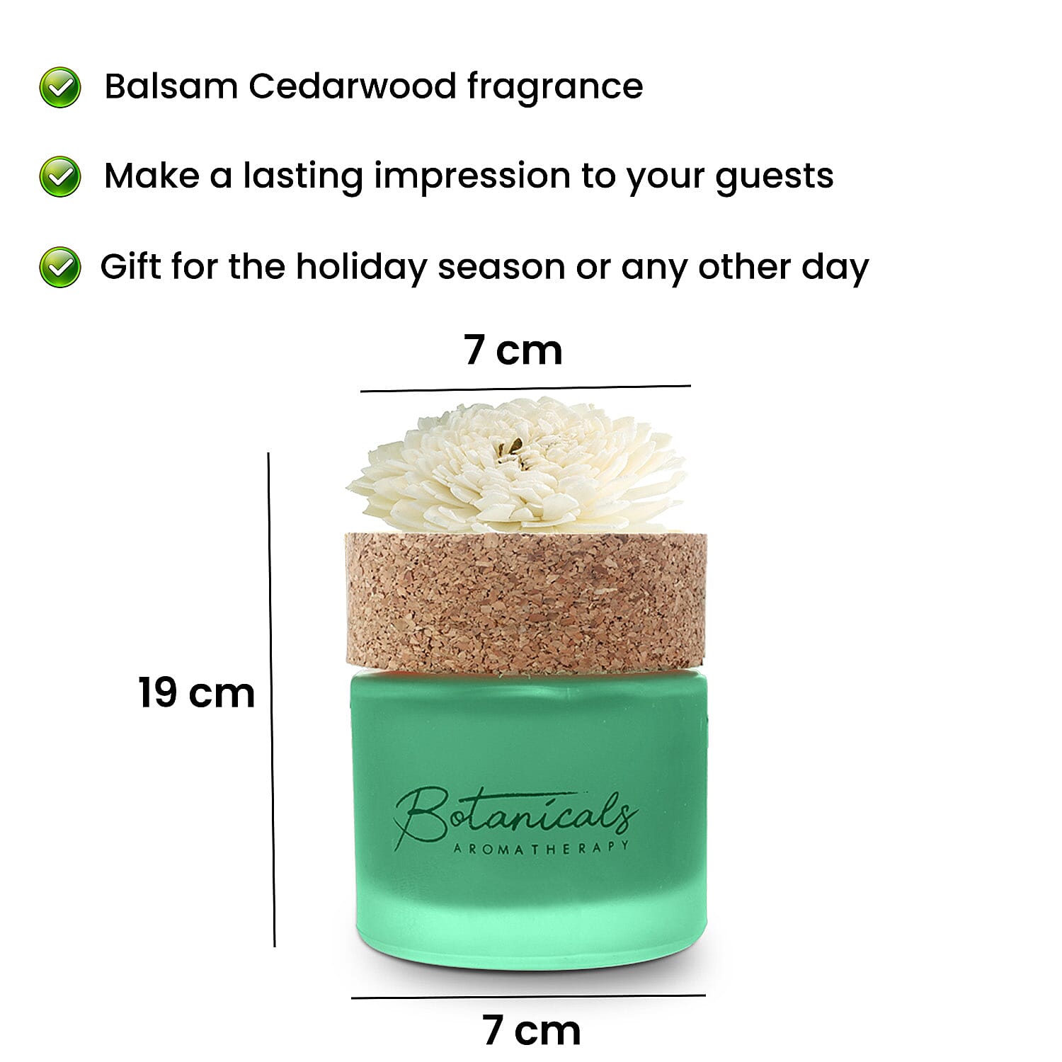 Botanical Aroma Therapy Room Diffuser with Sola Flower in Roasted Jar (120 ml) - Green