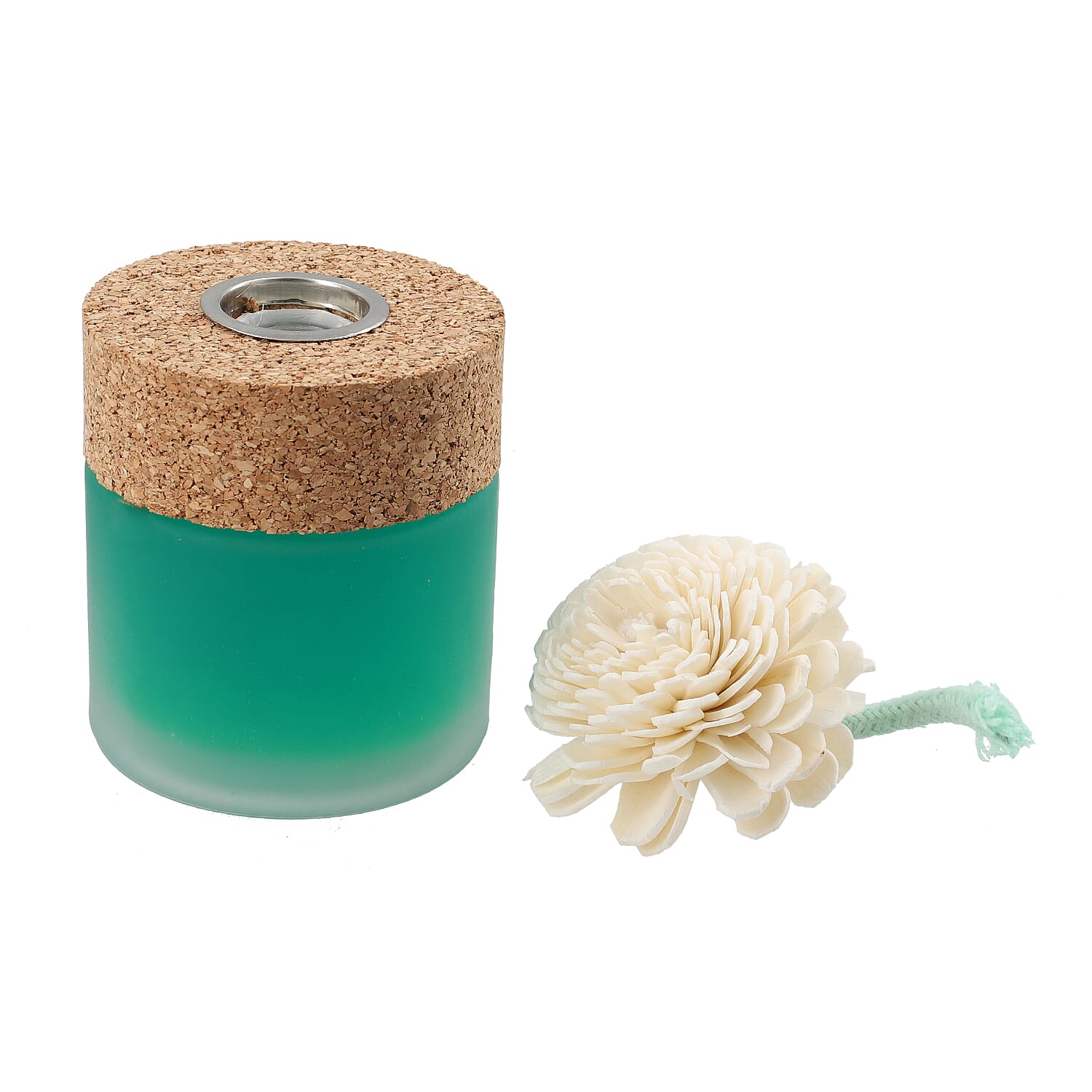 Botanical Aroma Therapy Room Diffuser with Sola Flower in Roasted Jar (120 ml) - Green