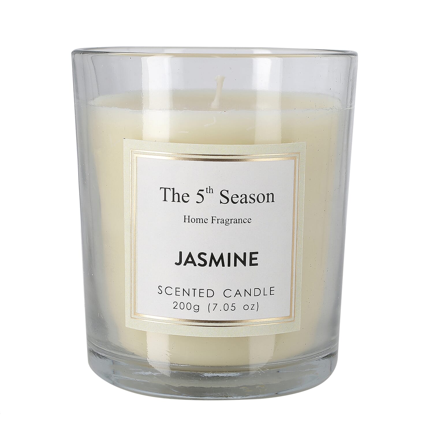 Scented Clear Glass Jar Candle with Essential Oil (Size 9x8x8 cm) - 200Gms - Jasmine