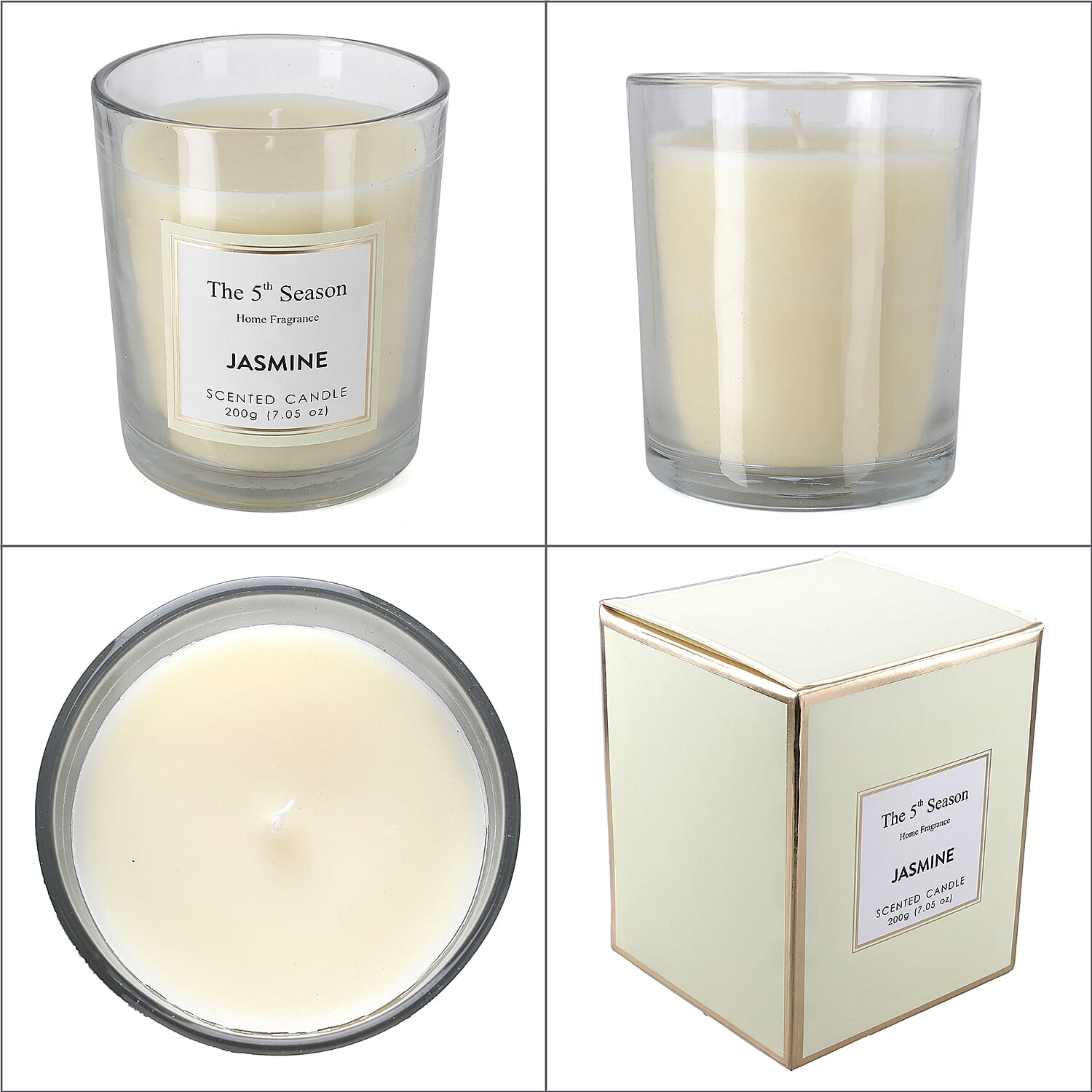 Scented Clear Glass Jar Candle with Essential Oil (Size 9x8x8 cm) - 200Gms - Jasmine