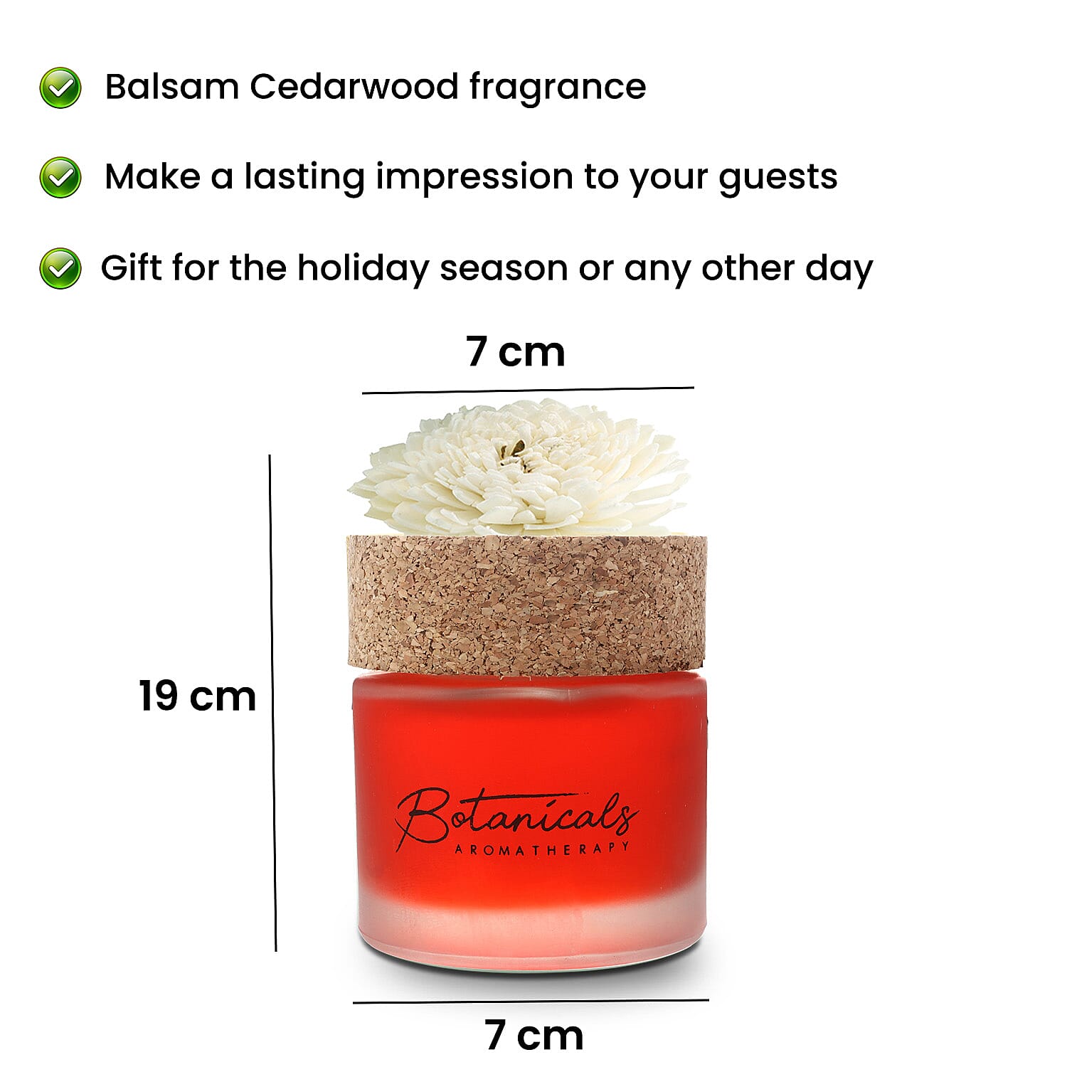 Botanical Aroma Therapy Room Diffuser with Sola Flower in Roasted Jar (120 ml) - Red