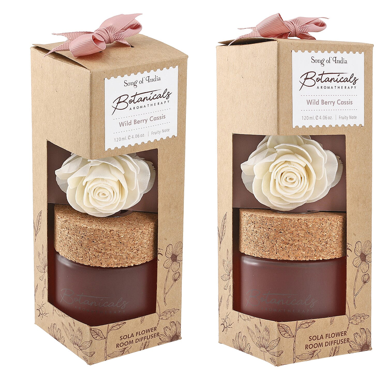 Botanical Aroma Therapy Room Diffuser with Sola Flower in Roasted Jar (120 ml) - Red