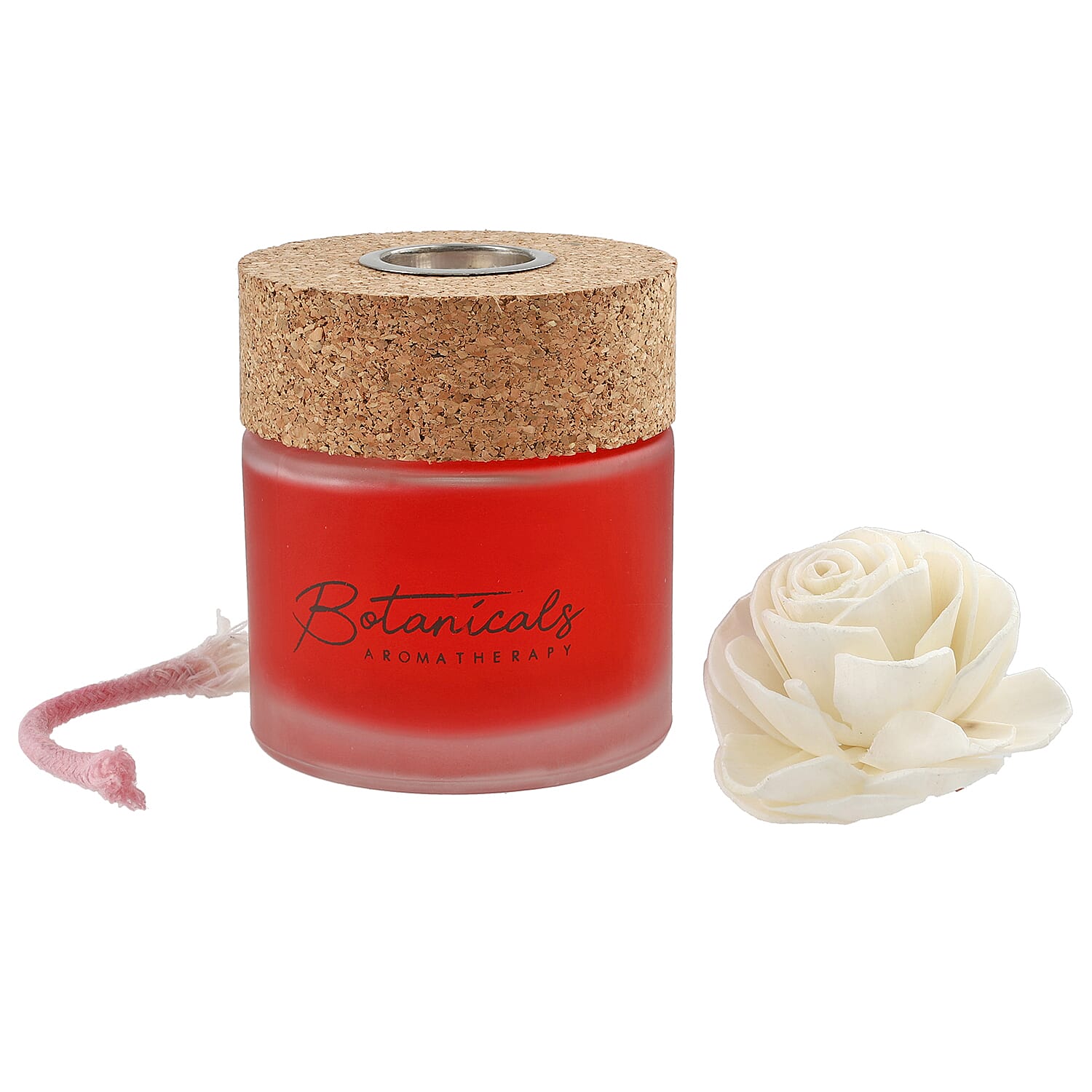 Botanical Aroma Therapy Room Diffuser with Sola Flower in Roasted Jar (120 ml) - Red