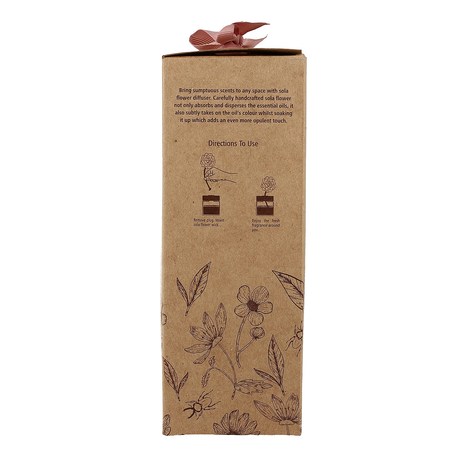 Botanical Aroma Therapy Room Diffuser with Sola Flower in Roasted Jar (120 ml) - Red