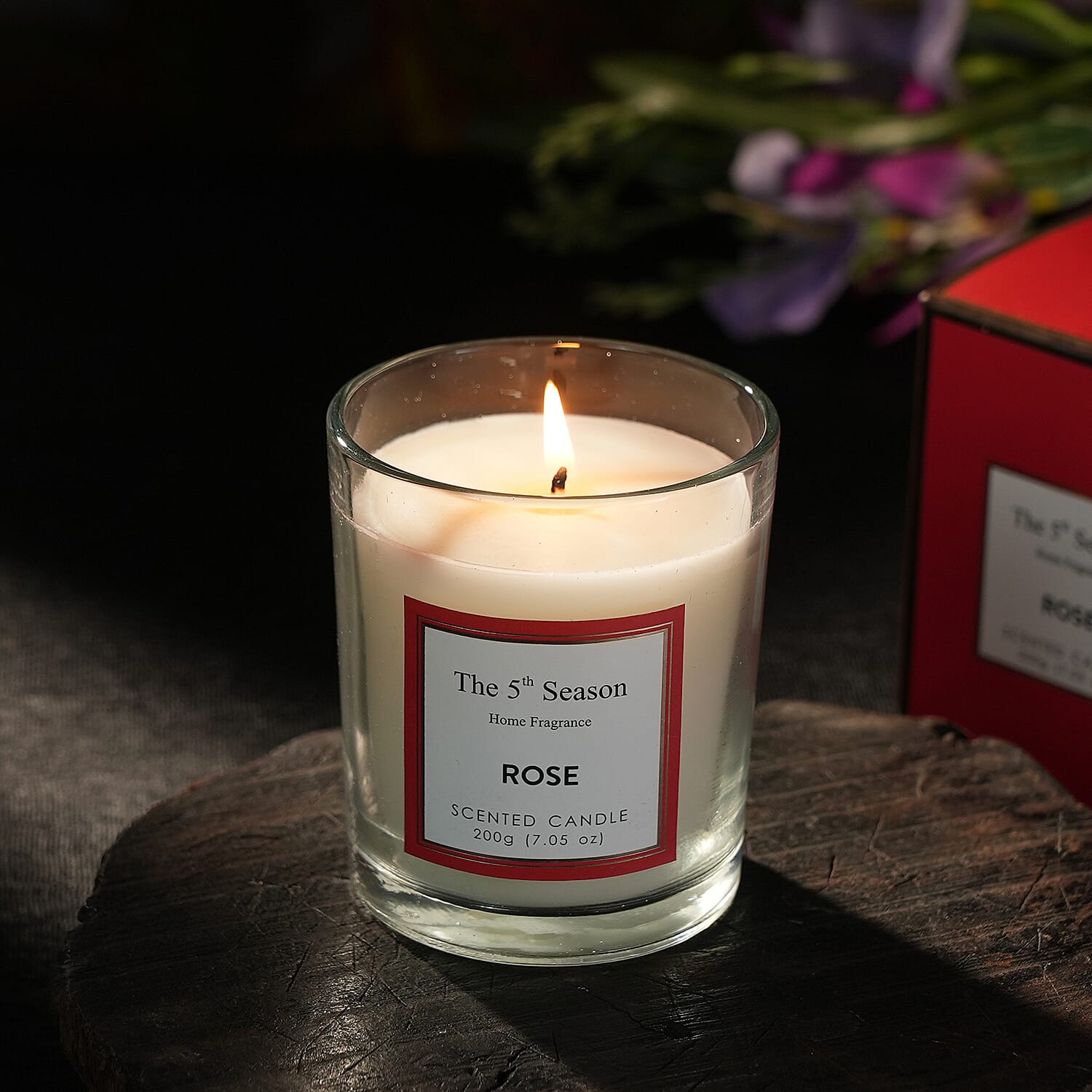 Scented Clear Glass Jar Candle with Essential Oil (Size 9x8x8 cm) - 200Gms - Rose