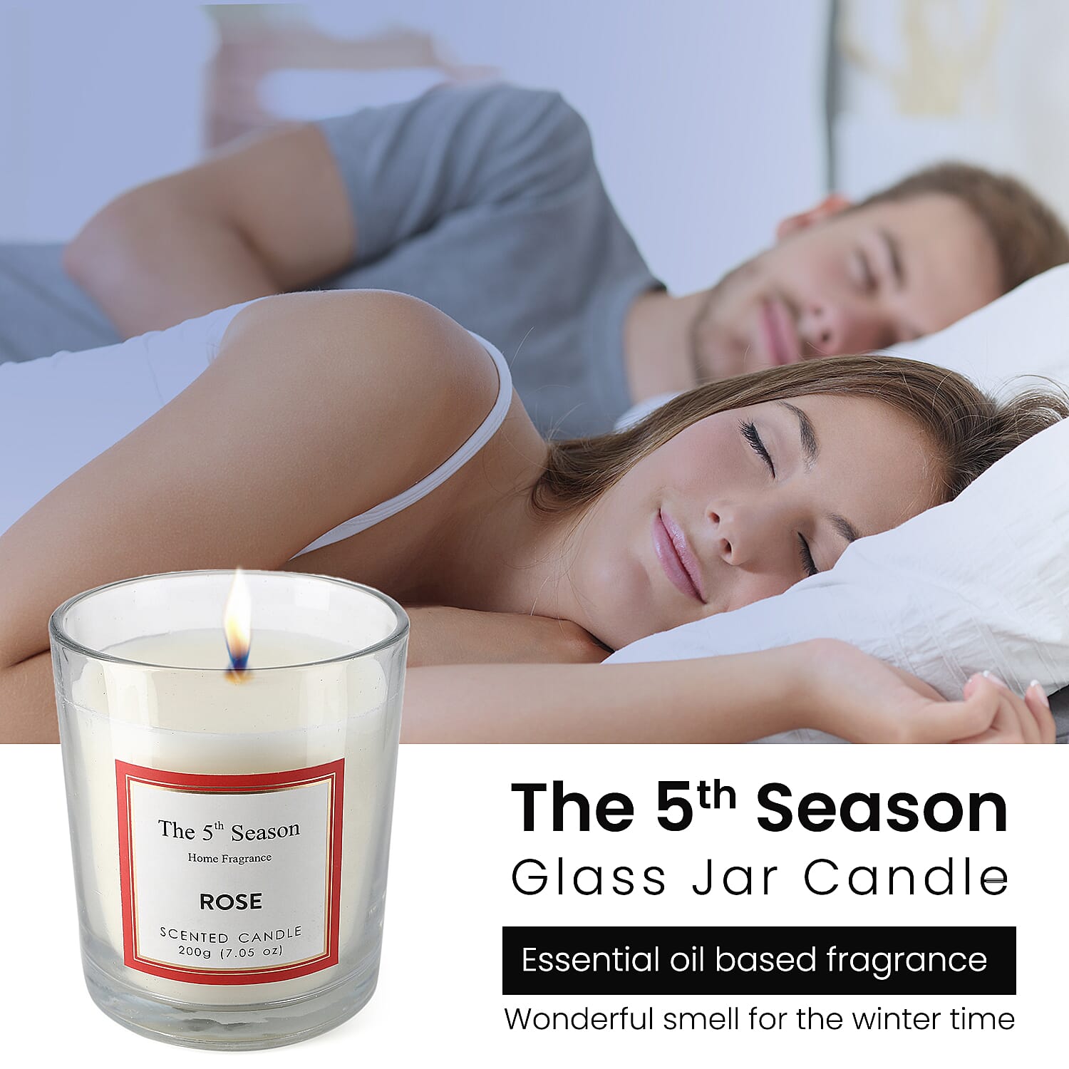 Scented Clear Glass Jar Candle with Essential Oil (Size 9x8x8 cm) - 200Gms - Rose