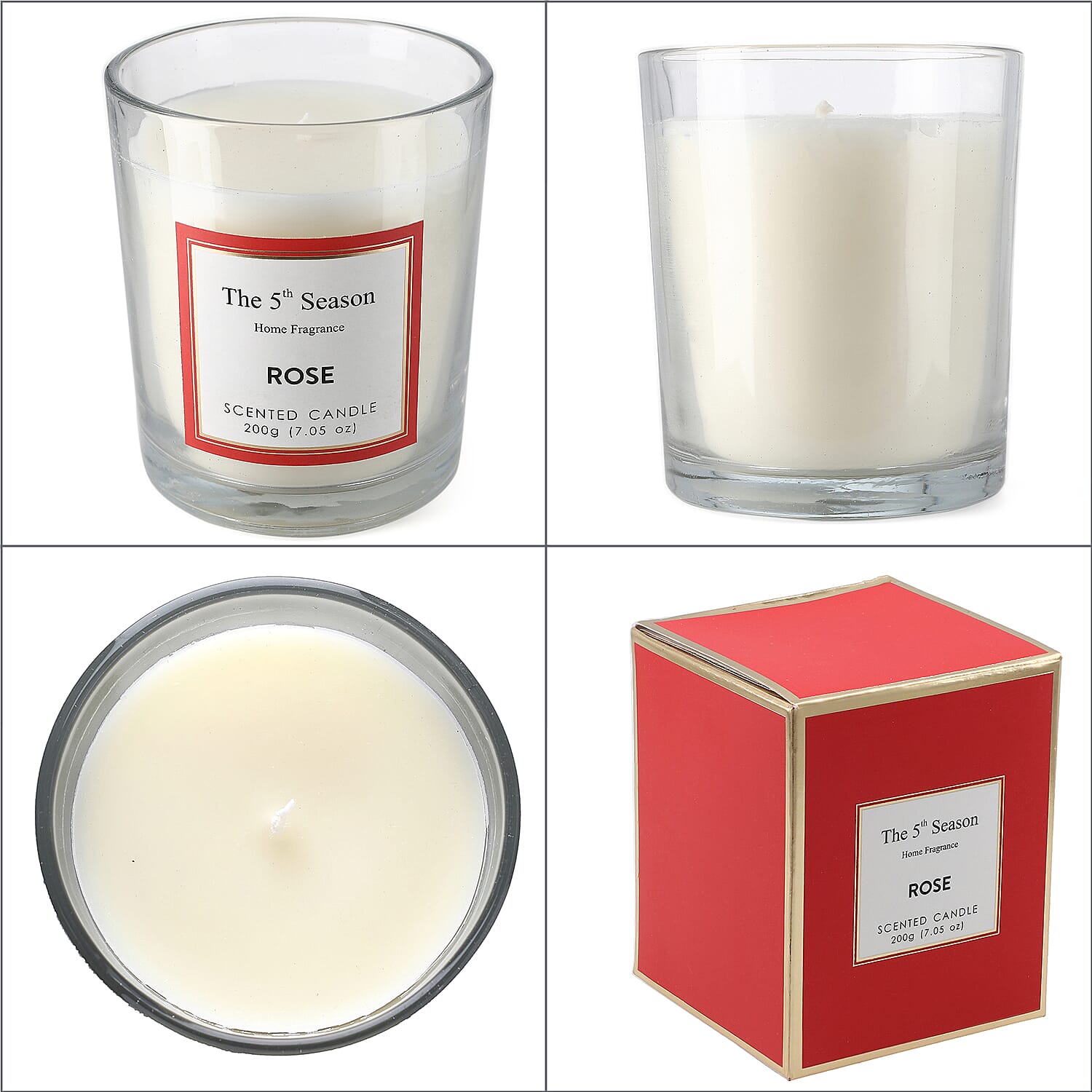 Scented Clear Glass Jar Candle with Essential Oil (Size 9x8x8 cm) - 200Gms - Rose