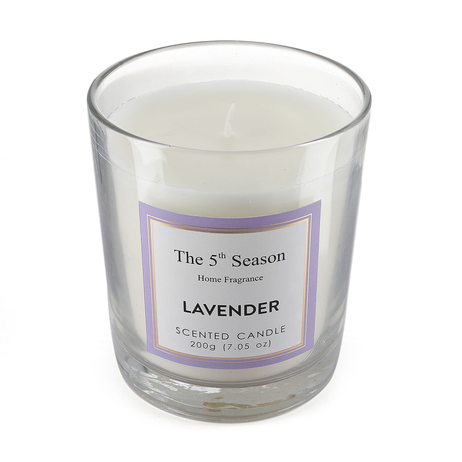Scented Clear Glass Jar Candle with Essential Oil (Size 9x8x8 cm) - 200Gms - Lavender