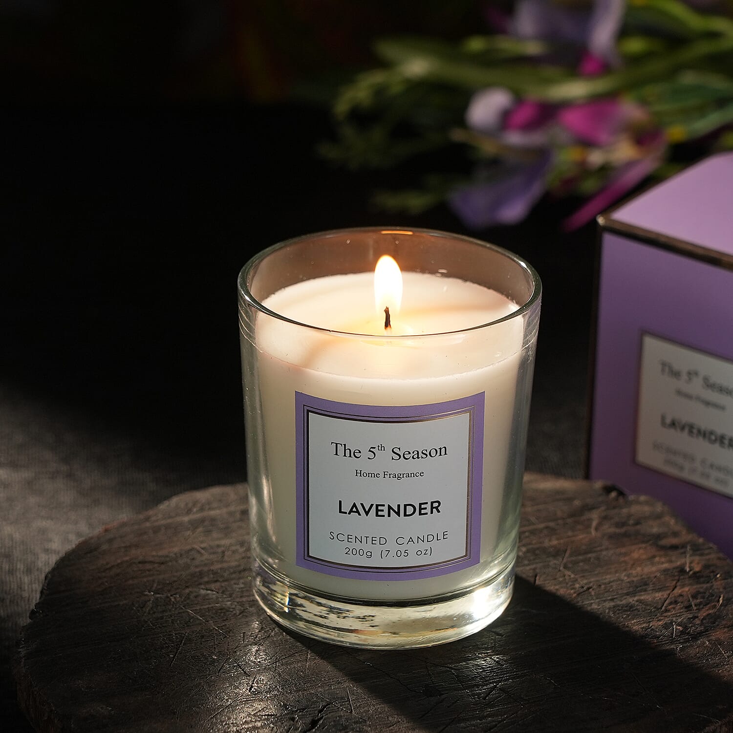 Scented Clear Glass Jar Candle with Essential Oil (Size 9x8x8 cm) - 200Gms - Lavender