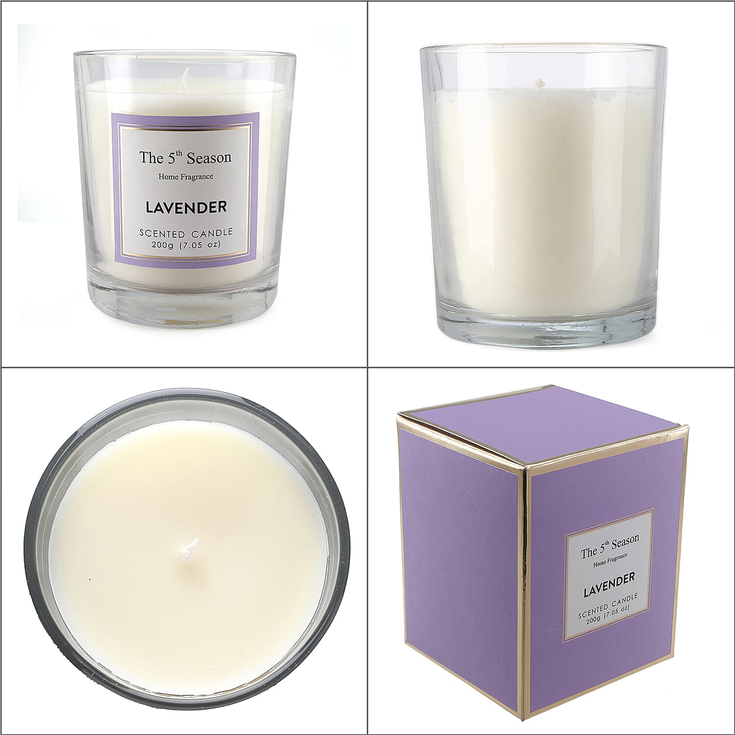 Scented Clear Glass Jar Candle with Essential Oil (Size 9x8x8 cm) - 200Gms - Lavender