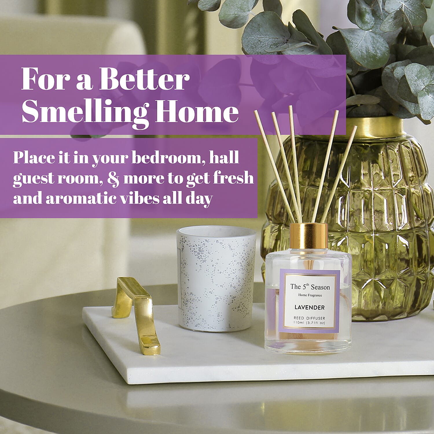 Reed Diffuser Gift Set with Natural Reeds (110ml) - Lavender